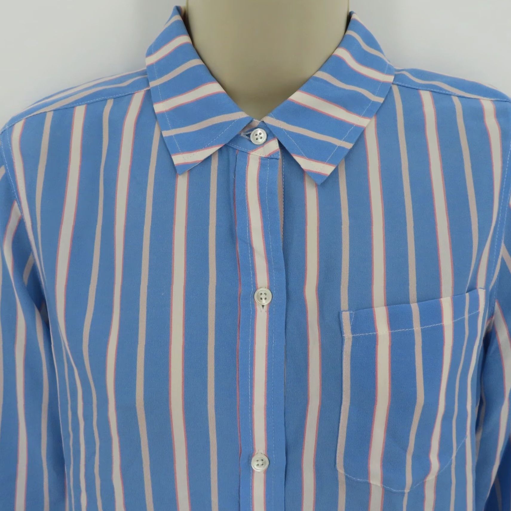 Rails Rails Womens Small Kate New Haven Stripe Blue Pink Collared Button Front Shirt Size S / US 4 / IT 40 - 2 Thumbnail