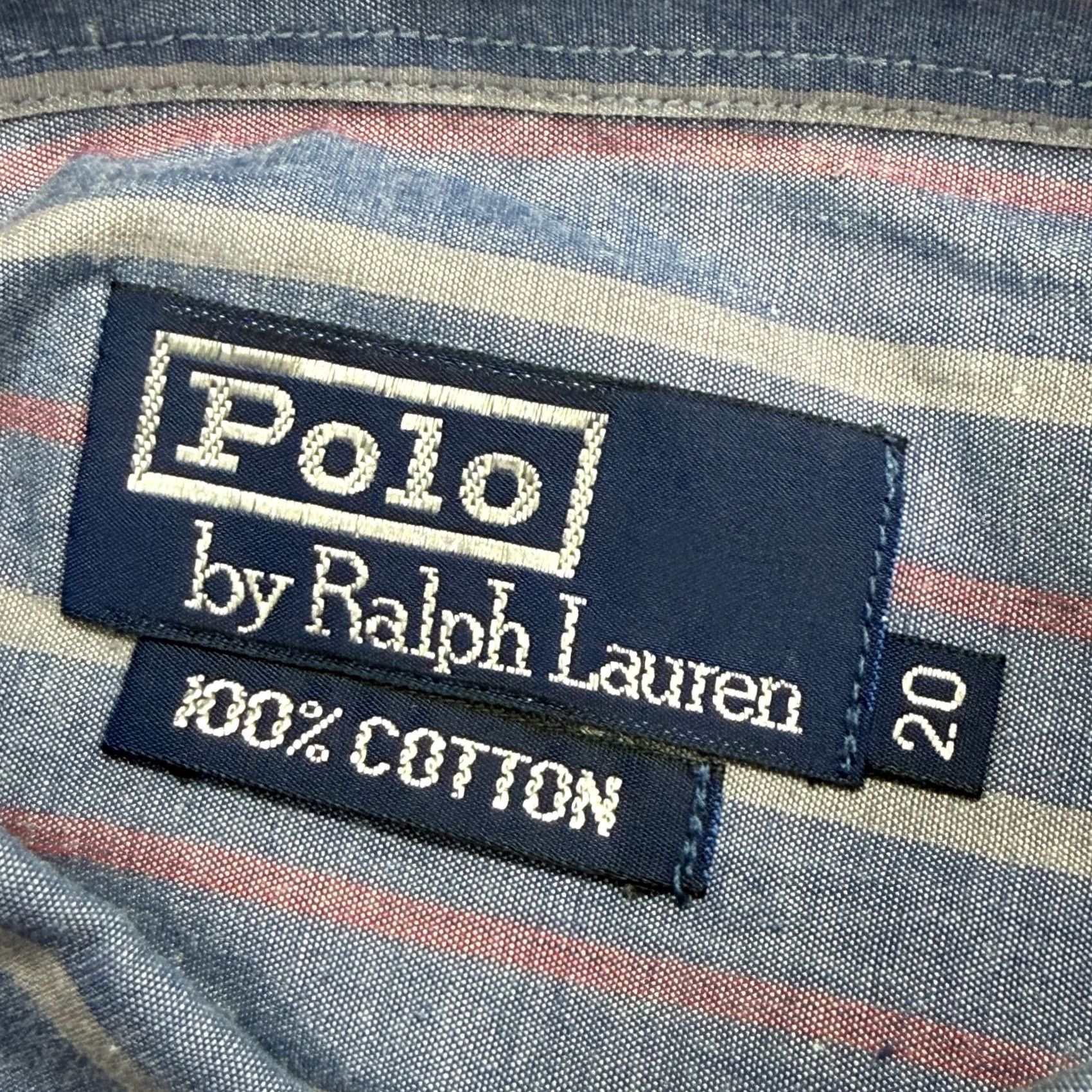 Polo Ralph Lauren VINTAGE Polo Ralph Lauren Shirt Mens Size 20 Button Down Vertical Striped Flesh Pony Size US XXL / EU 58 / 5 - 4 Thumbnail