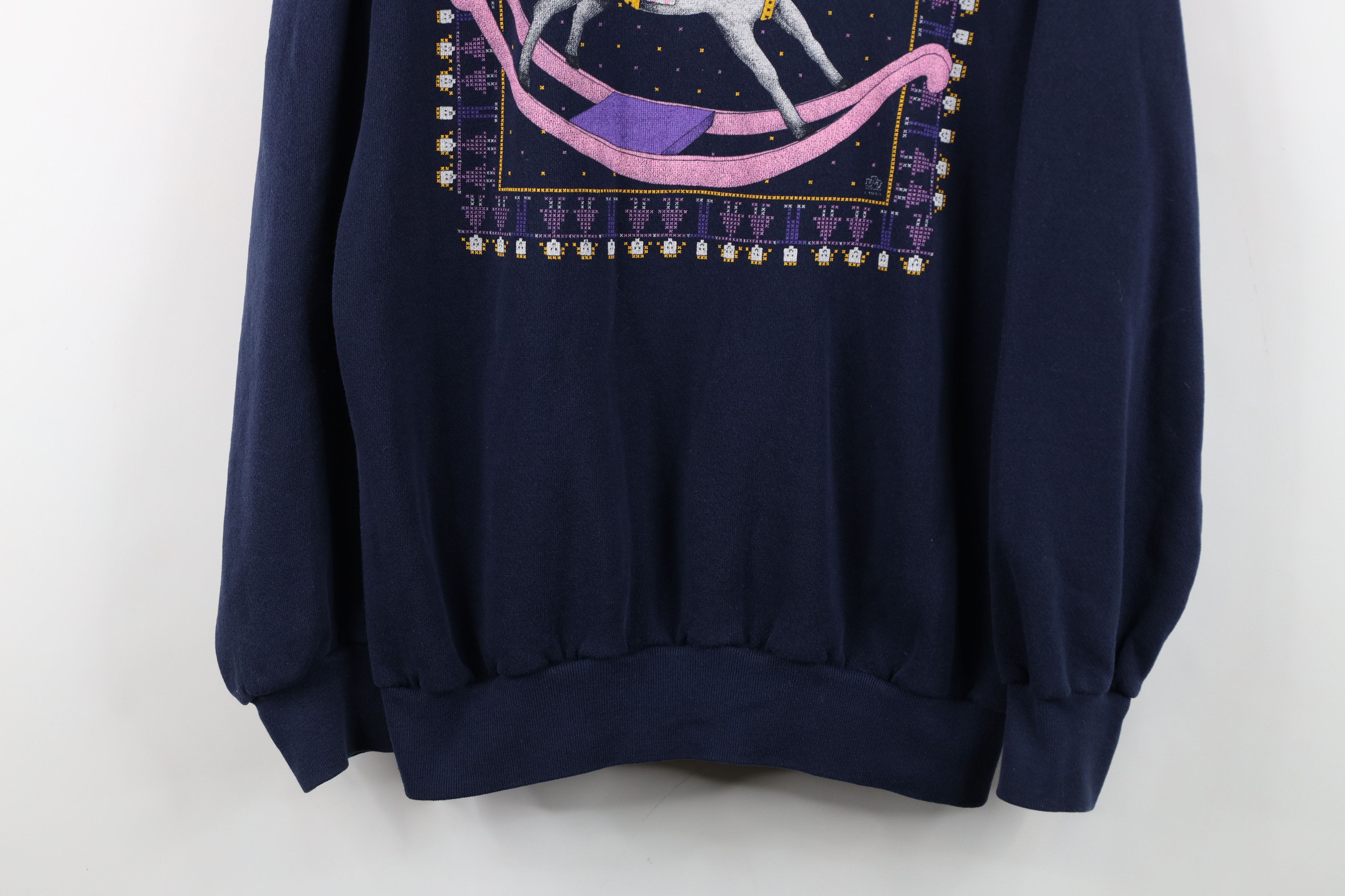 Vintage Vintage 90s Streetwear Horse Unicorn Collared Sweatshirt USA Size L / US 10 / IT 46 - 3 Thumbnail