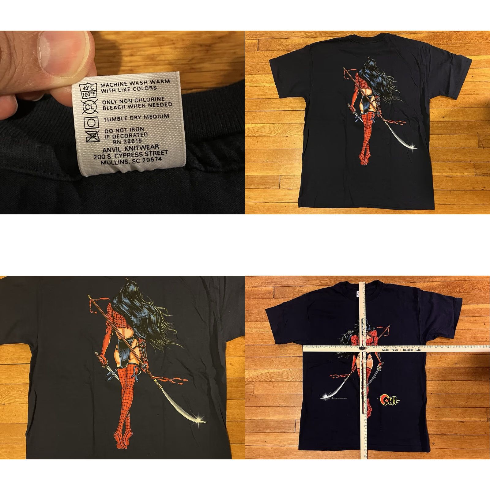 Anvil VINTAGE Shi Comic Images Shirt XL Black Anvil T-Shirt Men’s Crew Neck Short Sleeve Graphic Print 1990s Retro Anime Cartoon Comics Punk Size US XL / EU 56 / 4 - 8 Thumbnail