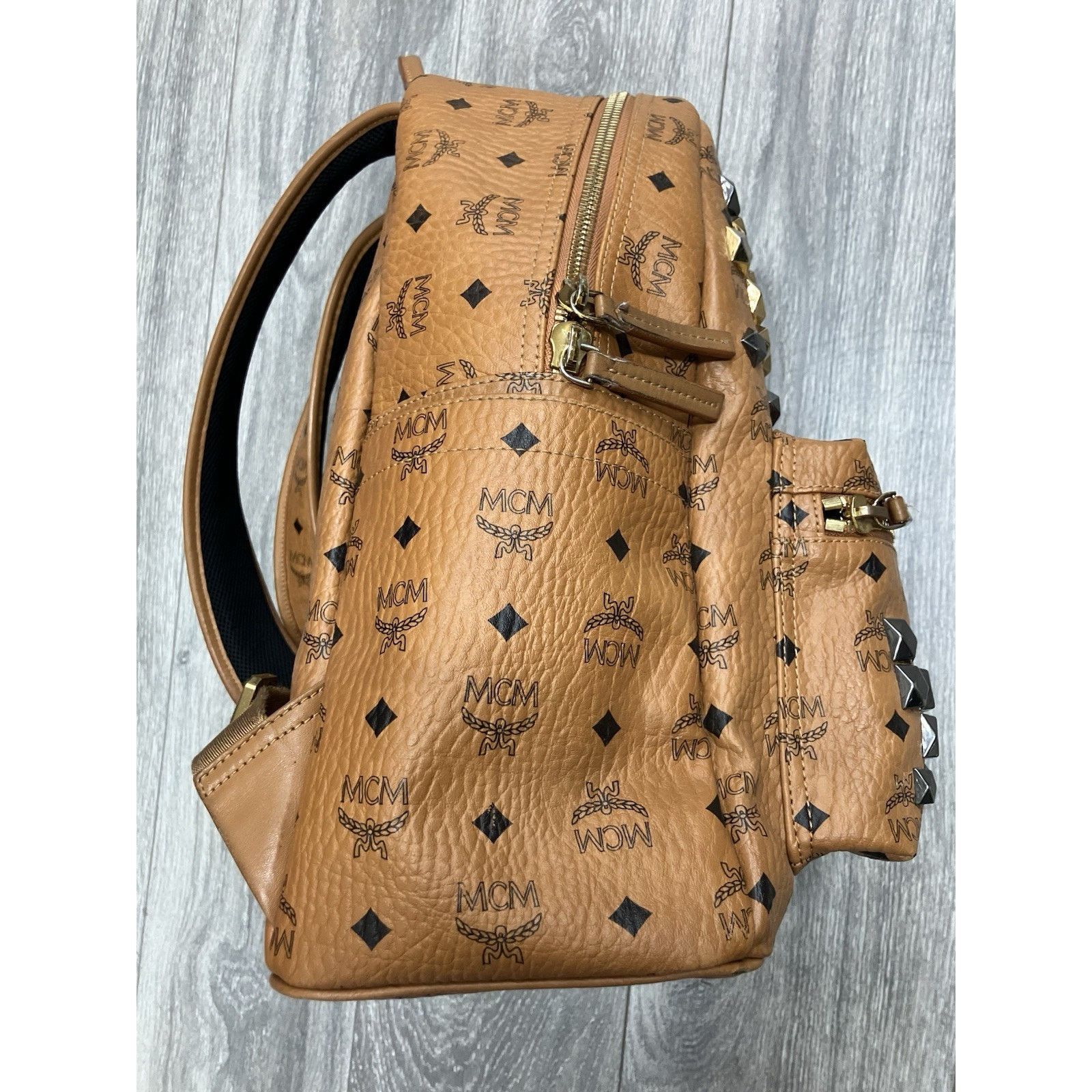MCM MCM Cognac Stark " M " Studded Backpack | GREAT CONDITION! Size ONE SIZE - 11 Thumbnail