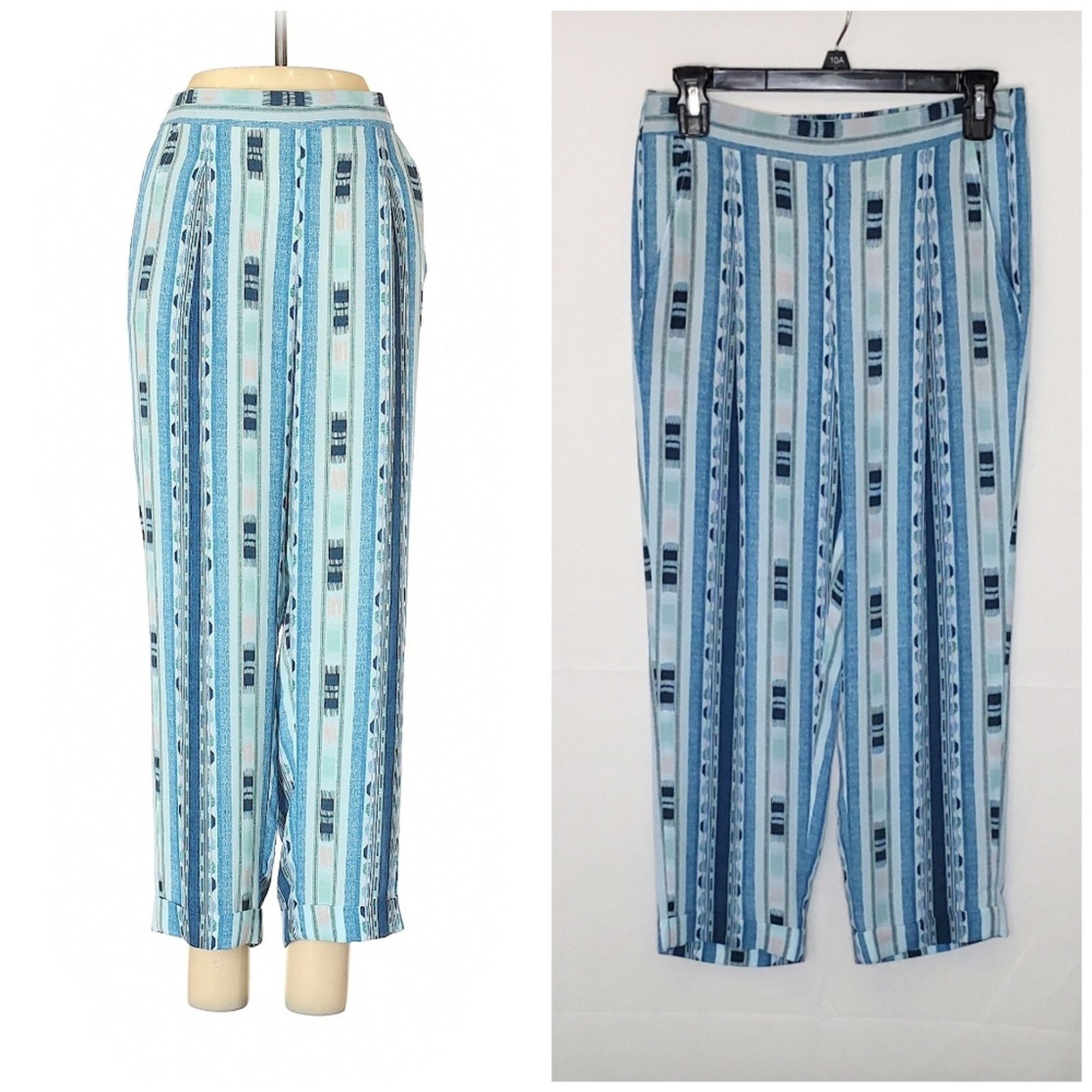 Bcbgmaxazria VINTAGE BCBGMAXAZRIA Y2K Cedric Blue Abstract Print Pants Size 28" / US 6 / IT 42 - 2 Thumbnail