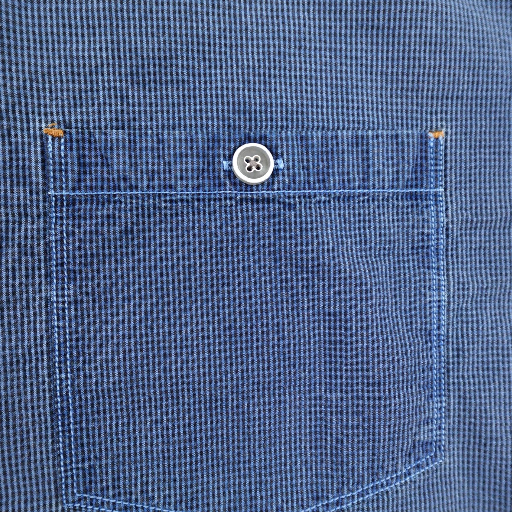 Vintage 32 Bar Blues Shirt Men XL Blue Micro Check Button-Down Long Sleeve with Pockets Mens Size US XL / EU 56 / 4 - 3 Thumbnail