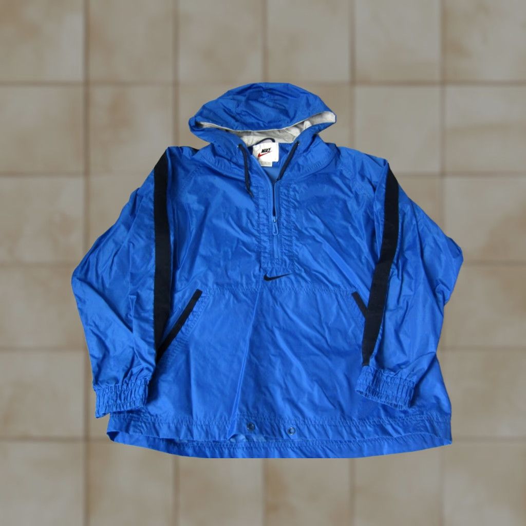 Nike VINTAGE Nike Jacket Mens M Blue 90s Windbreaker Zip Hooded Swoosh Featured Gift-Ready Size US M / EU 48-50 / 2 - 1 Thumbnail