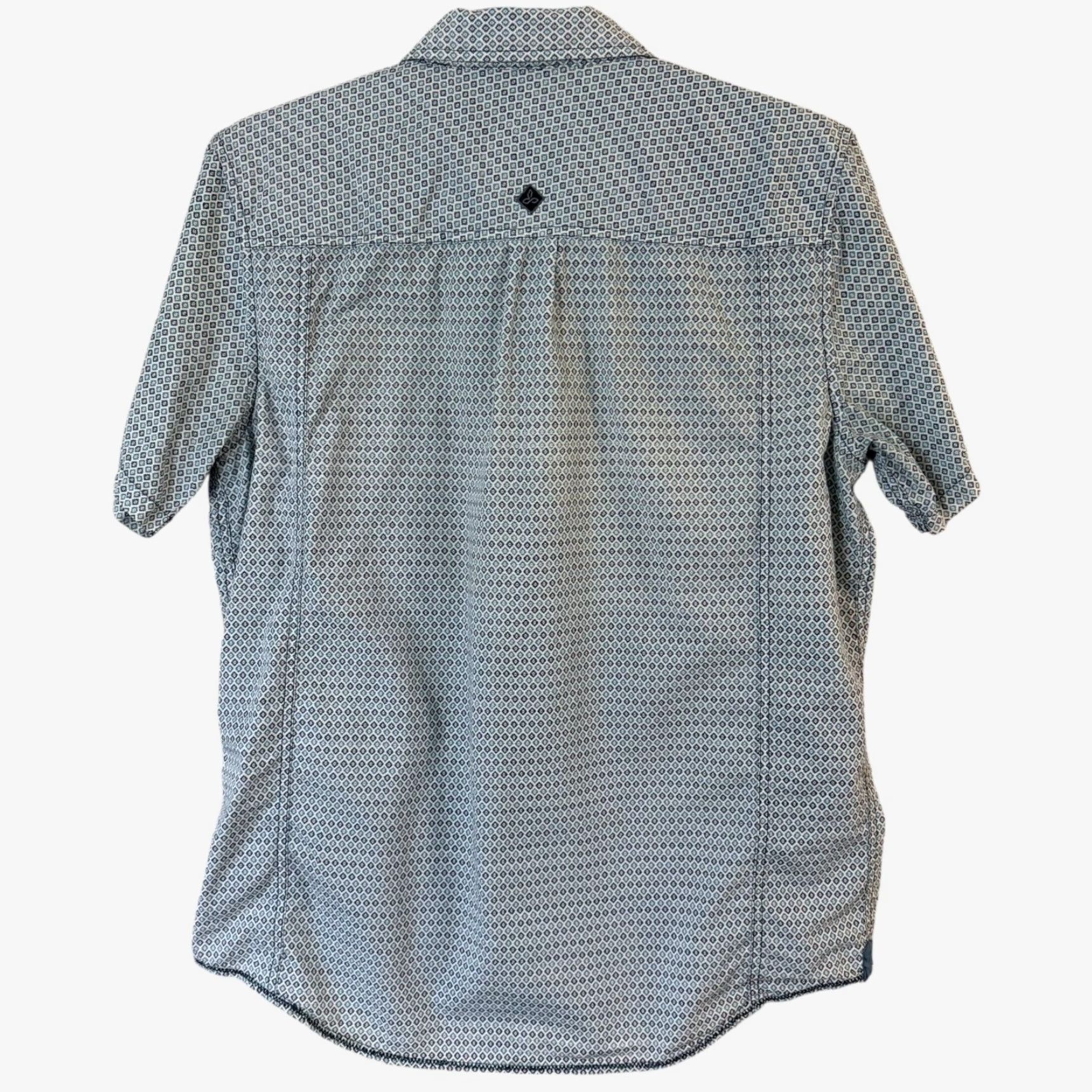 Prana prAna Button-Up Shirt Blue XL Mens Short-Sleeve Geometric Organic Cotton Travel Classic City Nature Outdoor Preppy All Seasons Holiday Size US XL / EU 56 / 4 - 4 Thumbnail