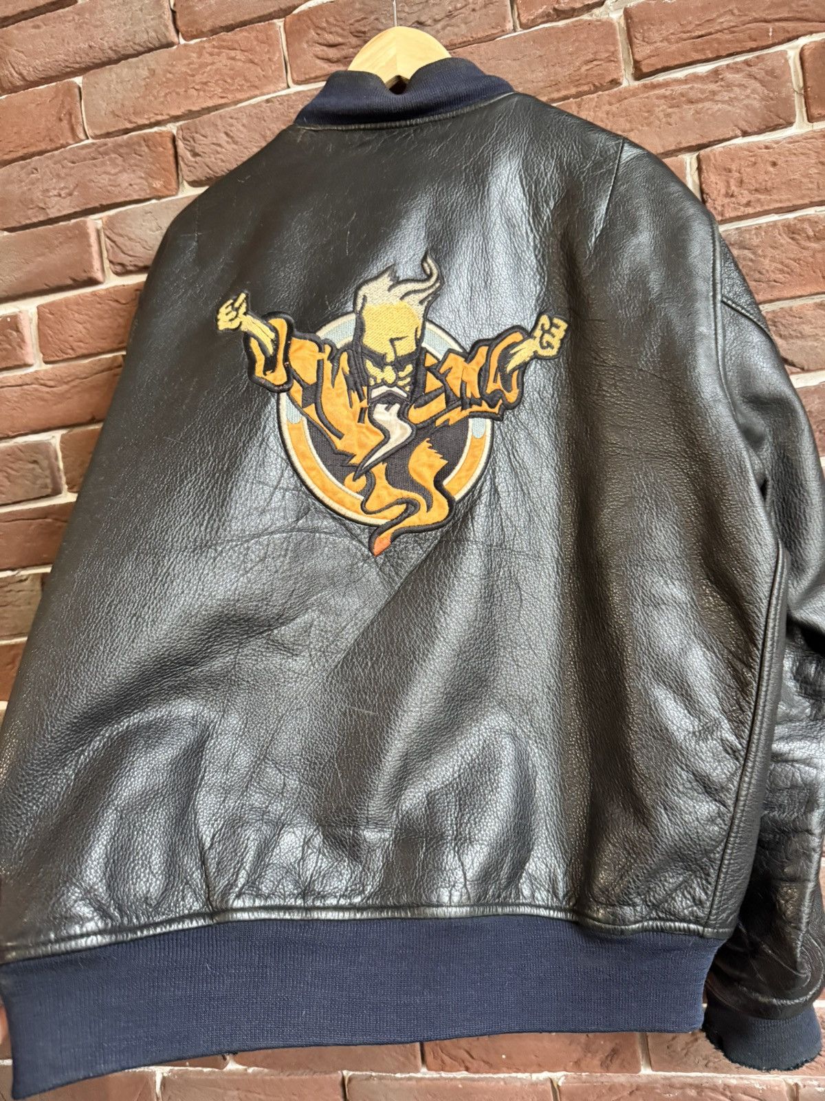Thunderdome Rare 90s Thunderdome Leather Bomber Jacket Gabber Hardcore Size US XL / EU 56 / 4 - 15 Thumbnail