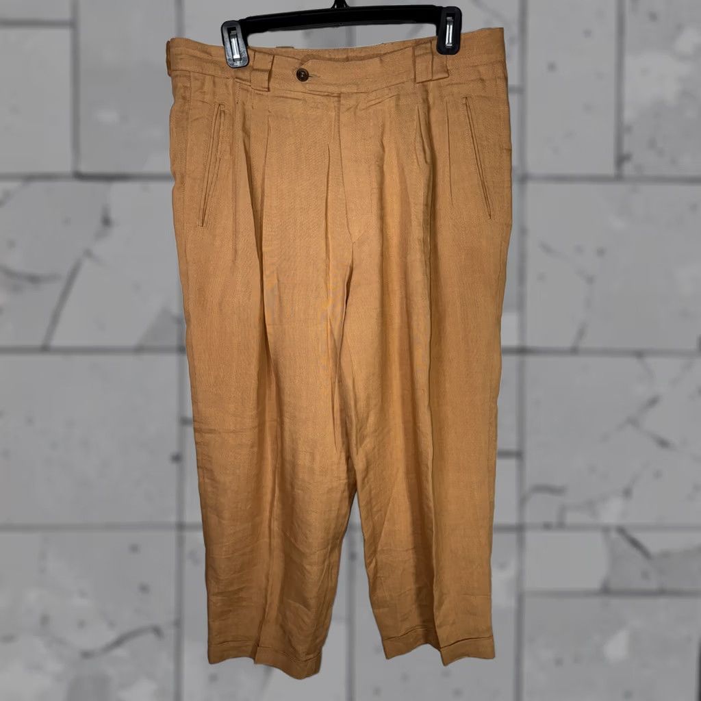 Vintage BASILE Linen Blend Mens Pants ITALY 34x24 Orangish Regular 34 Inseam 24 Pants Mens Casual Linen Blend Clothing Size US 34 / EU 50 - 1 Thumbnail