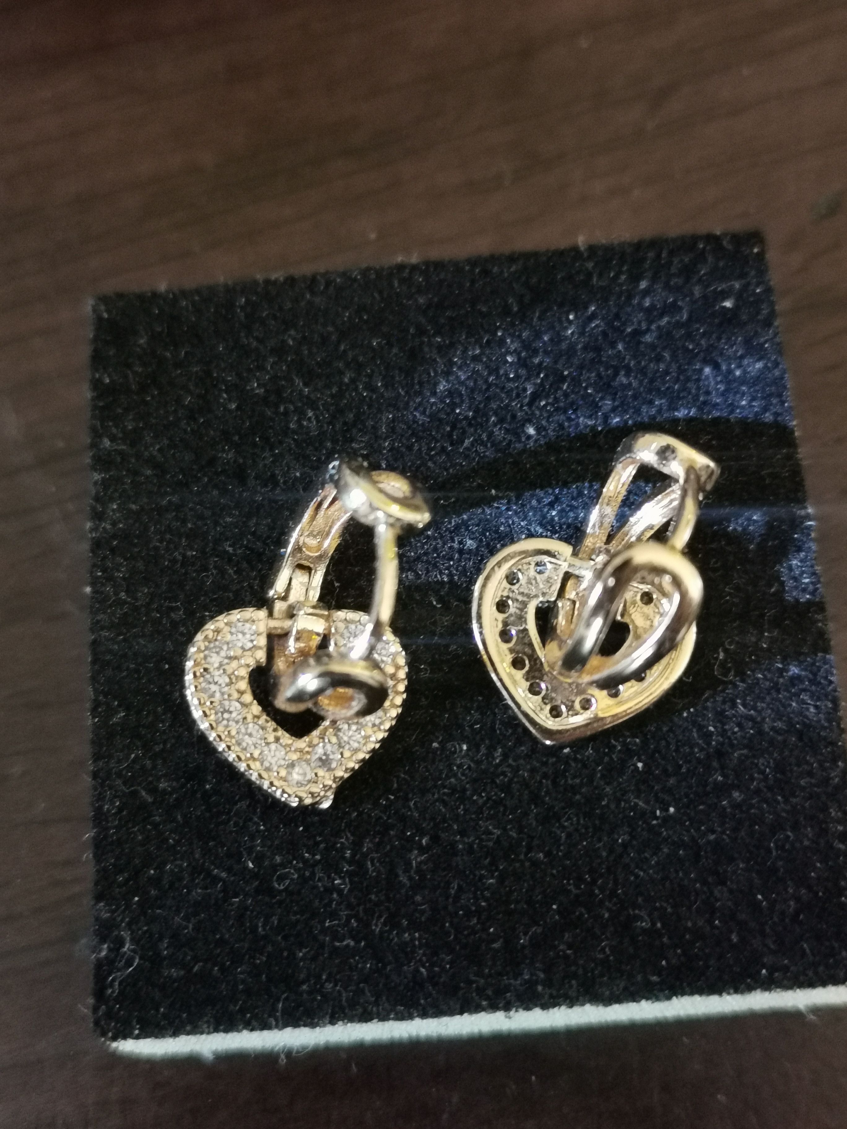 Jewelry Gold Diamond Heart Earrings, Women's