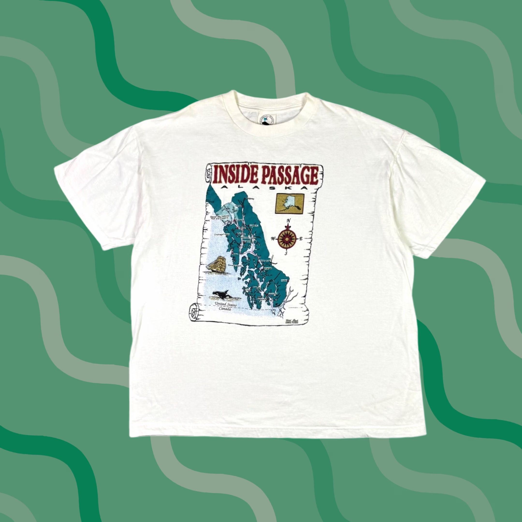Vintage Vintage Caribbean Dream Inside Passage Alaska Map Shirt XL White 90s Graphic Size US XL / EU 56 / 4 - 1 Thumbnail