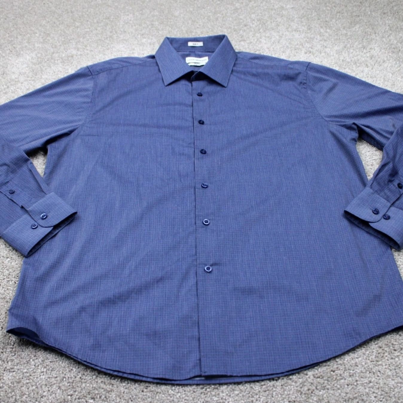 Lucky Brand Lucky Brand Slim Fit Button-Up Shirt Men Large Blue Cotton/Poly Stretch L/S Geometric Pattern Shirt Size US L / EU 52-54 / 3 - 3 Thumbnail