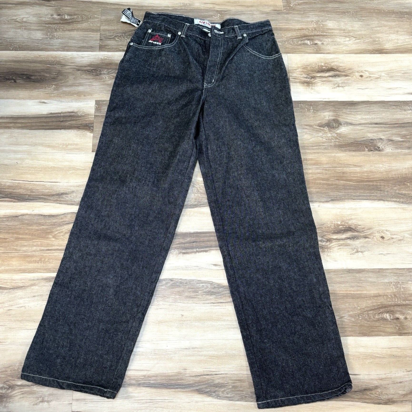 Avirex VINTAGE Avirex Jeans Mens 36 x 34 Baggy Embroidered Raw Denim Black Skater Size US 36 / EU 52 - 2 Thumbnail
