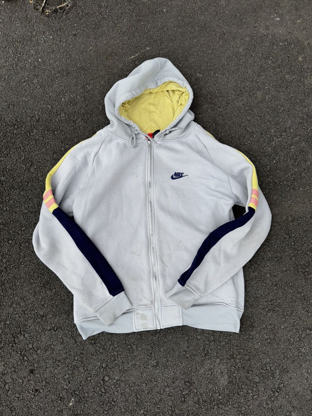 Nike × Vintage Vintage 90s Gray Full Zip Hoodie x Nike Size US XL / EU 56 / 4 - 1 Thumbnail