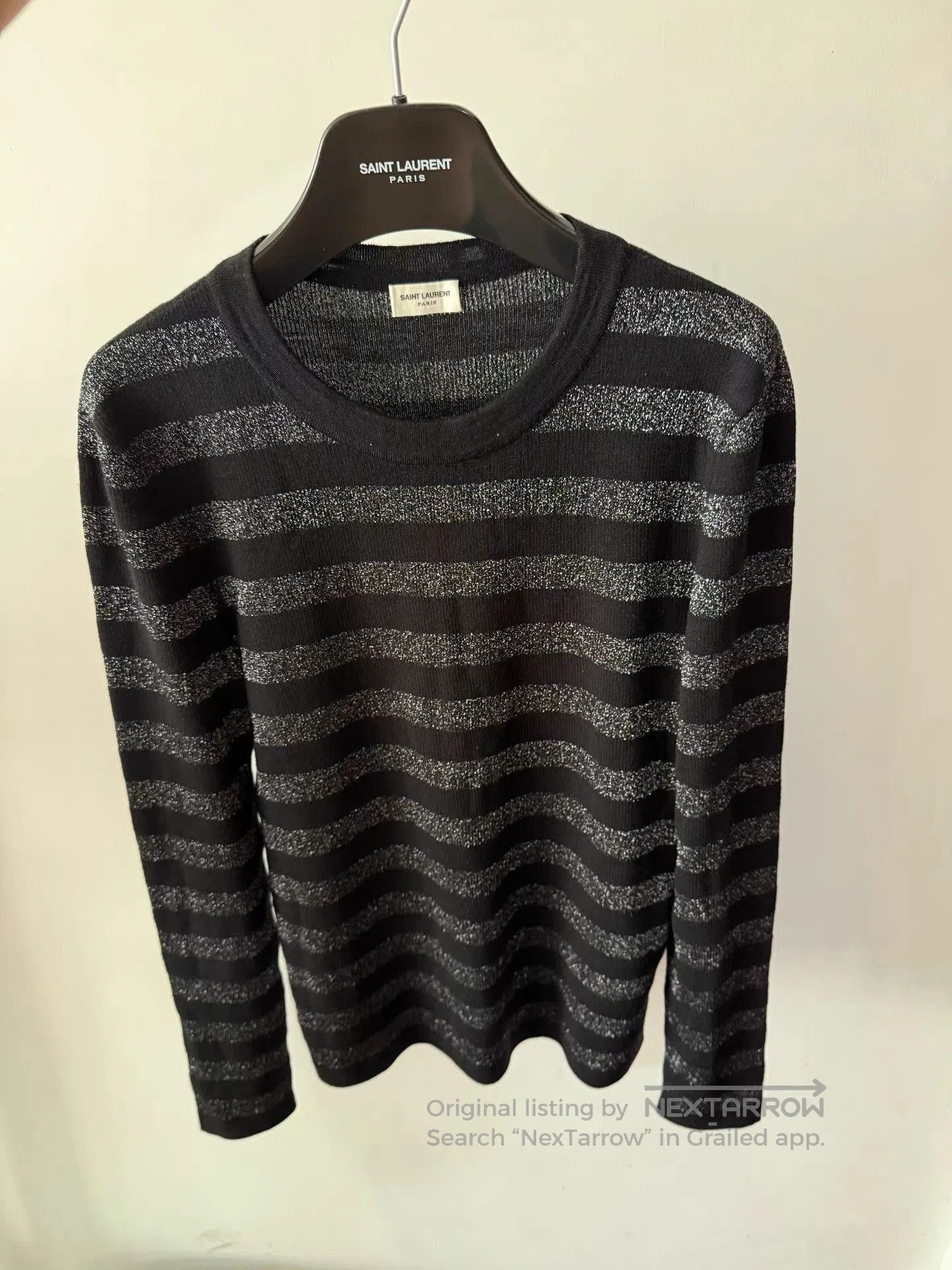 Saint Laurent Paris Black Striped Long Sleeve Knit Sweater M. Size US M / EU 48-50 / 2 - 1 Thumbnail