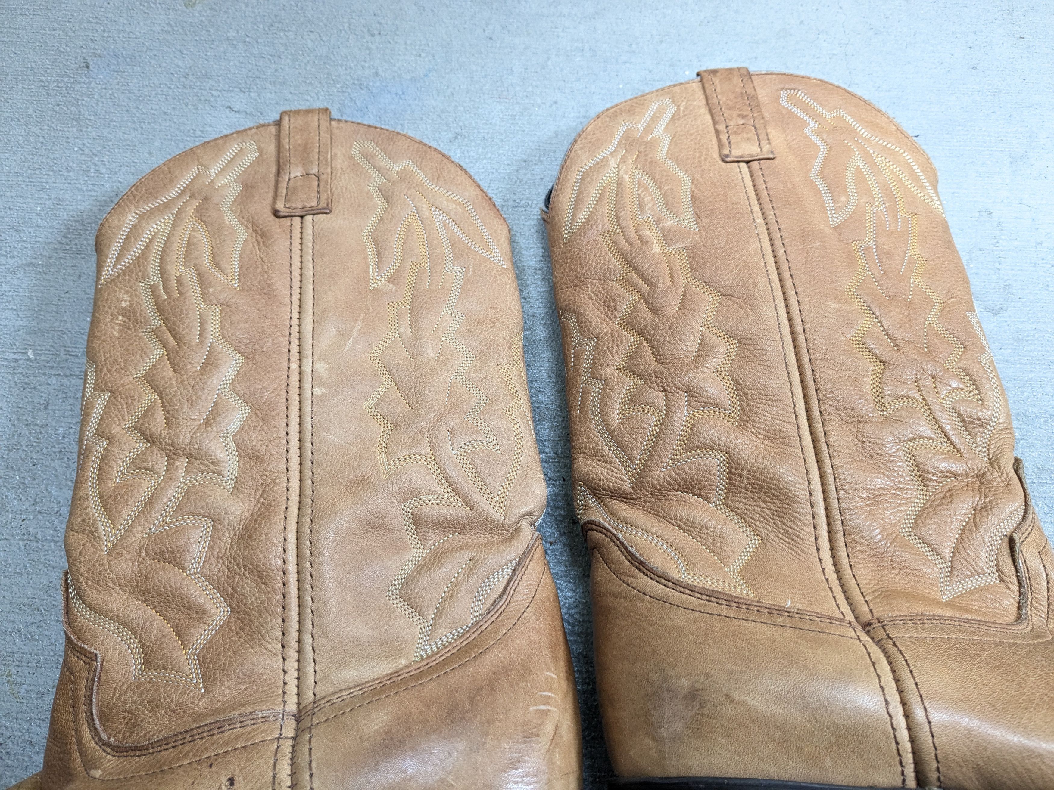 Genuine Leather Cowboy Boots 11 Wide Tan Brown Leather Western Size US 11 / EU 44 - 4 Thumbnail