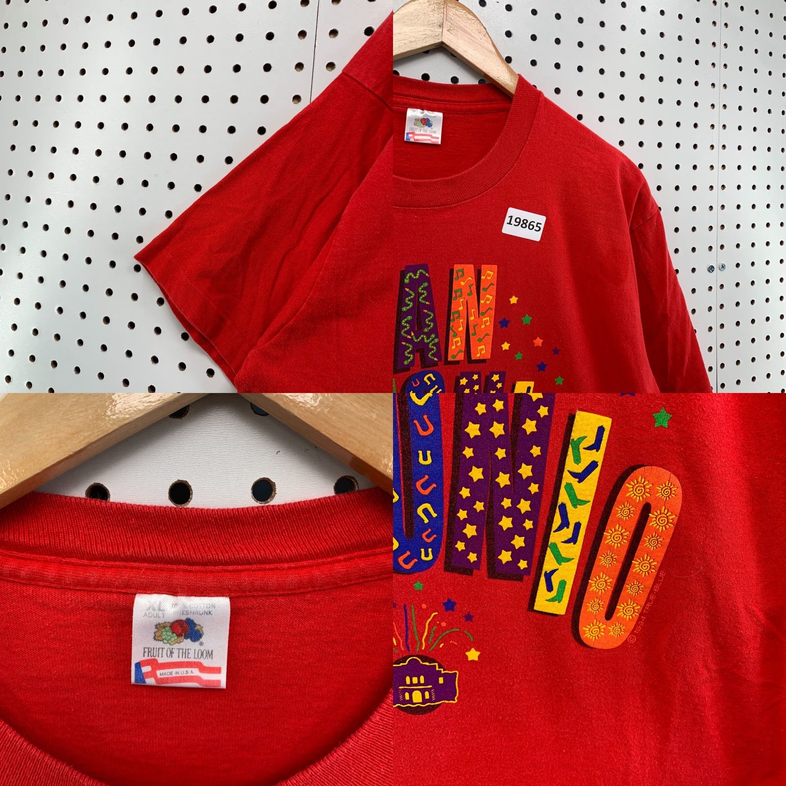 Fruit Of The Loom VINTAGE San Antonio Texas Shirt Mens XL Red 90s Single Stitch Made USA Fruit of the Loom T-Shirt Cowboys Size US XL / EU 56 / 4 - 8 Thumbnail