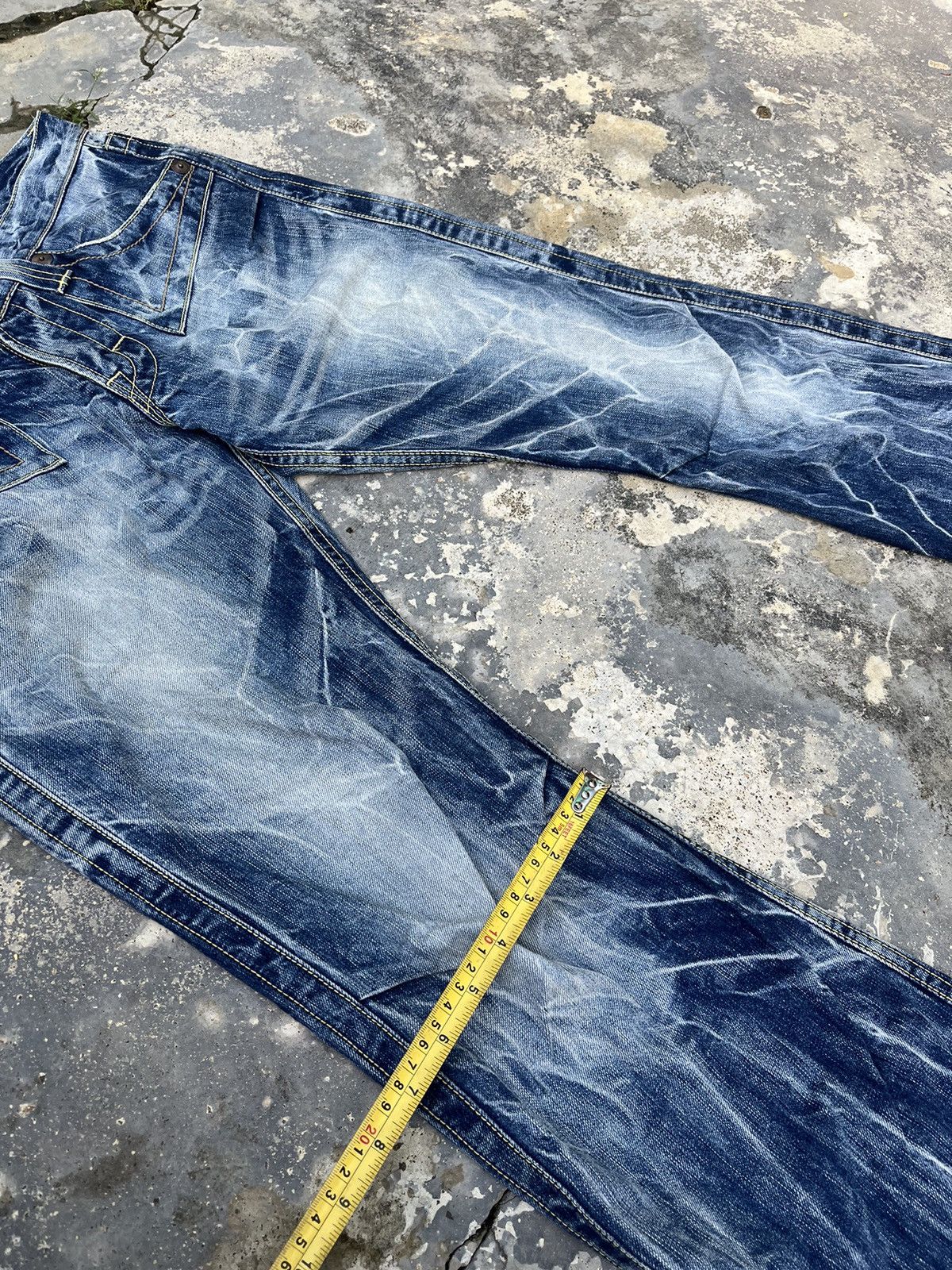 If Six Was Nine × Japanese Brand × Vintage Flare Crazy Striking Design Blue Jean Japan Denim Size US 32 / EU 48 - 14 Thumbnail