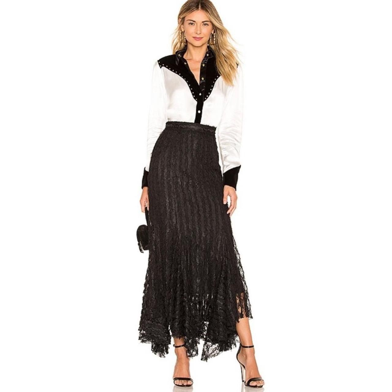 image of Revolve X Divine Heritage Lace Midi Skirt In Onyx in Black, Women's (Size 30)