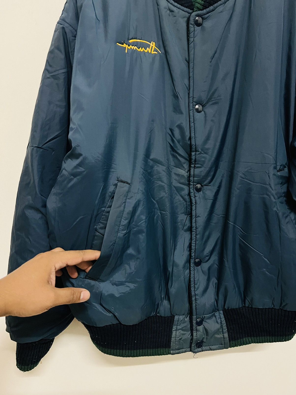 Vintage Vintage 80s Reversible Thump! Varsity Bomber Jacket Size US XL / EU 56 / 4 - 22 Thumbnail