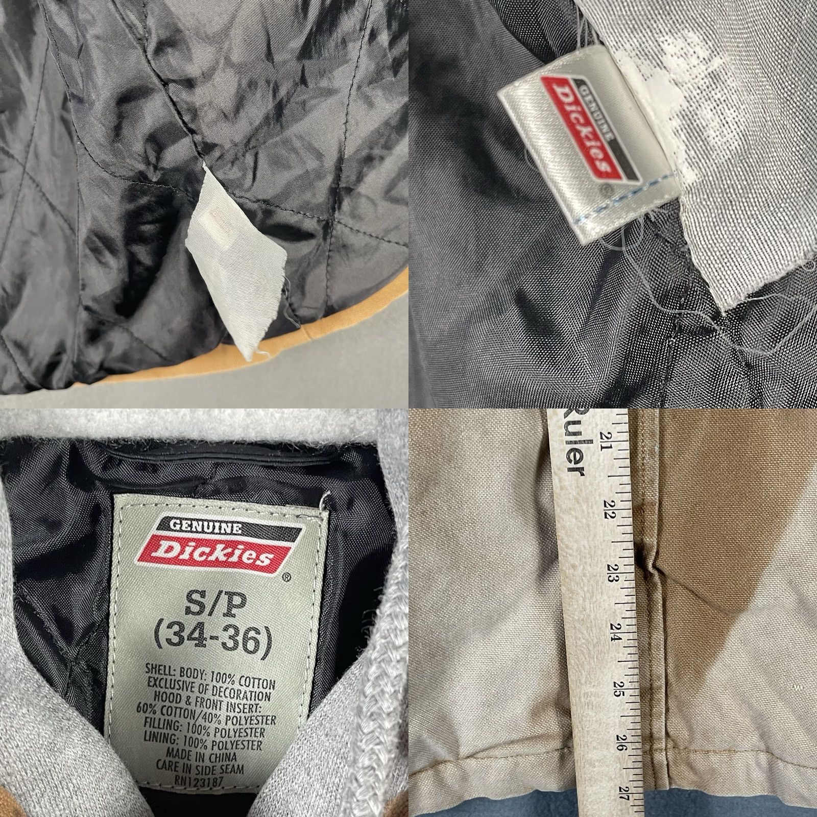 Dickies VINTAGE Dickies Jacket Small Brown Canvas Quilt Lined Hood Zip/Snap Distressed Men's Overcoat Pockets Fall Winter Size US S / EU 44-46 / 1 - 9 Thumbnail