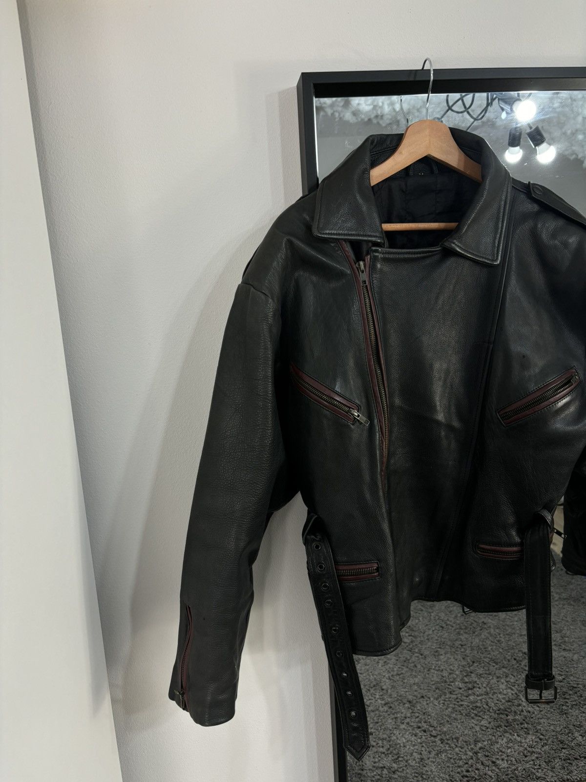 Genuine Leather × Japanese Brand 2000s Vintage Japanese Cropped Real Leather Bomber Jacket Size US M / EU 48-50 / 2 - 2 Thumbnail