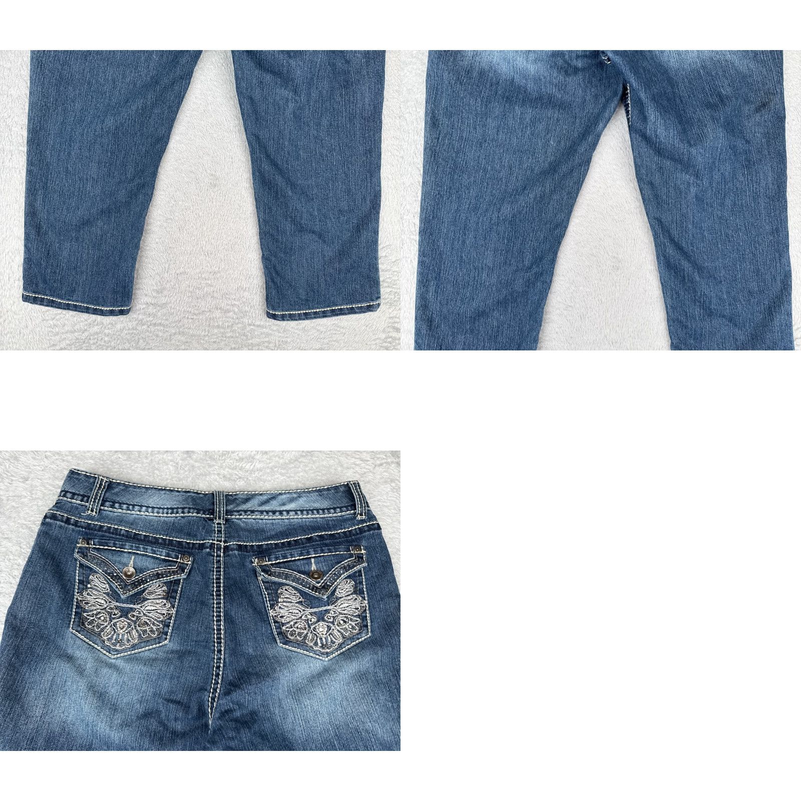 Nine West Nine West Jeans Women 14 Blue Denim Capri Crop Embroidered 32x25 High Rise Casual Date Night Womens Jeans Size 36" / US 14 / IT 50 - 10 Thumbnail