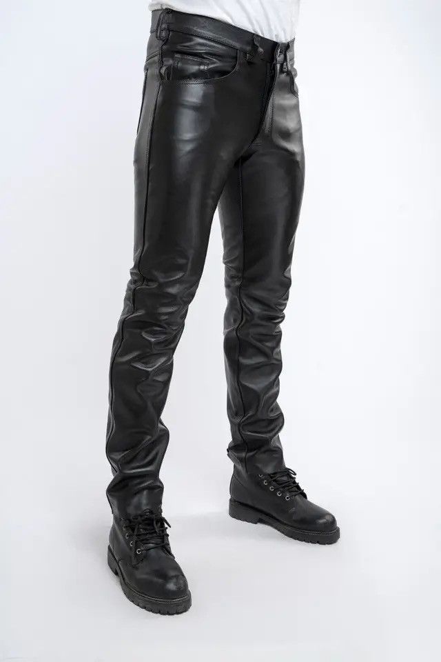 Japanese Brand × Jean × Streetwear PU Leather Pants Slim Fit