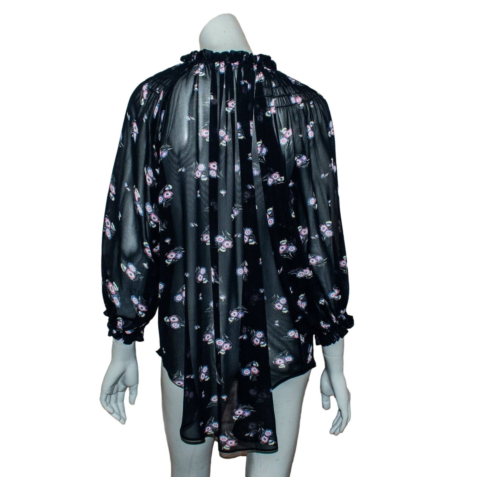 Isabel Marant Etoile ISABEL MARANT Etoile 100% Silk Sheer Blouse Blue Floral Size XXL / US 16-18 / IT 52-54 - 4 Thumbnail