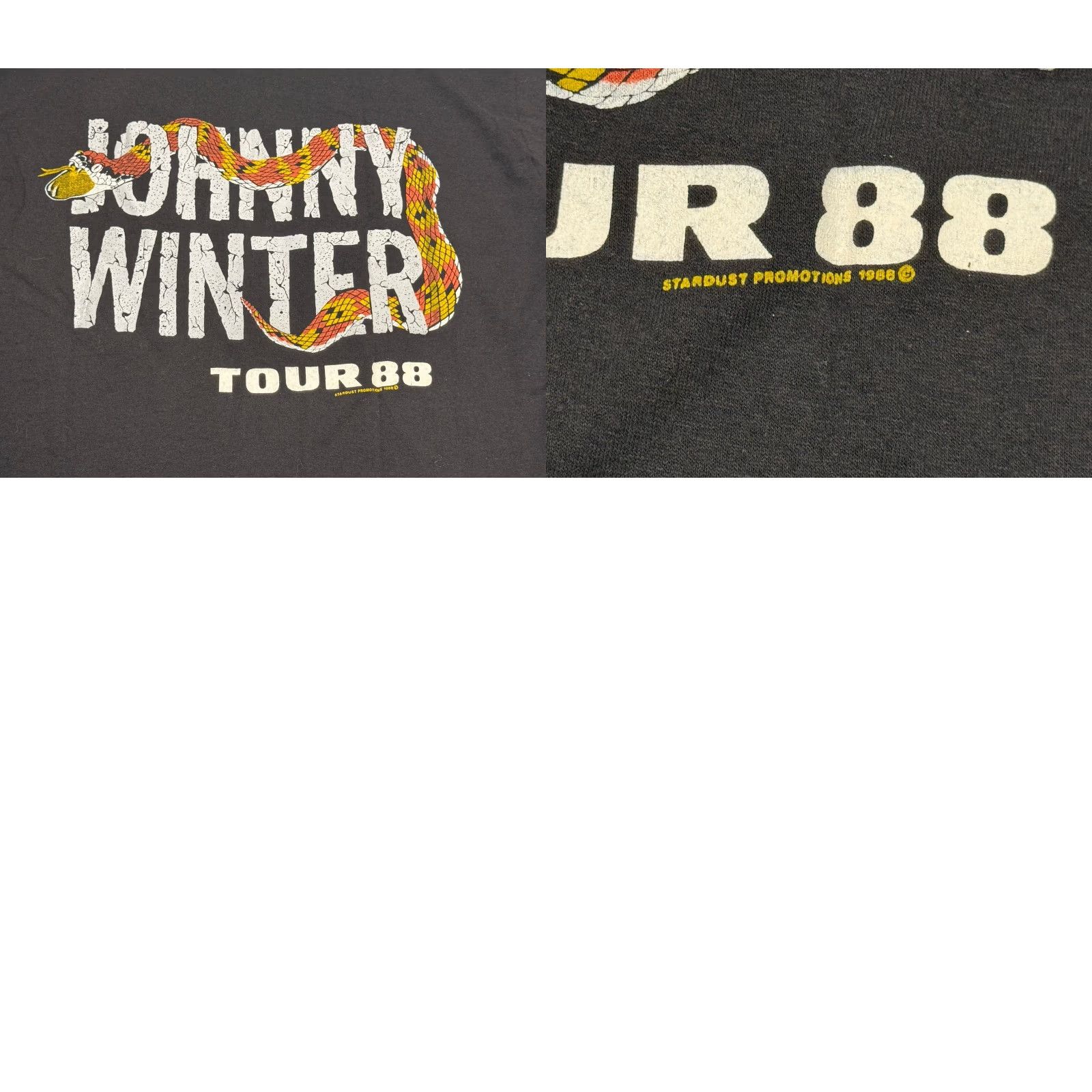 Vintage VINTAGE Johnny Winter Tour 1988 T-Shirt Black XL Men Single Stitch 80s Theme Shirts Mens Size US XL / EU 56 / 4 - 8 Thumbnail