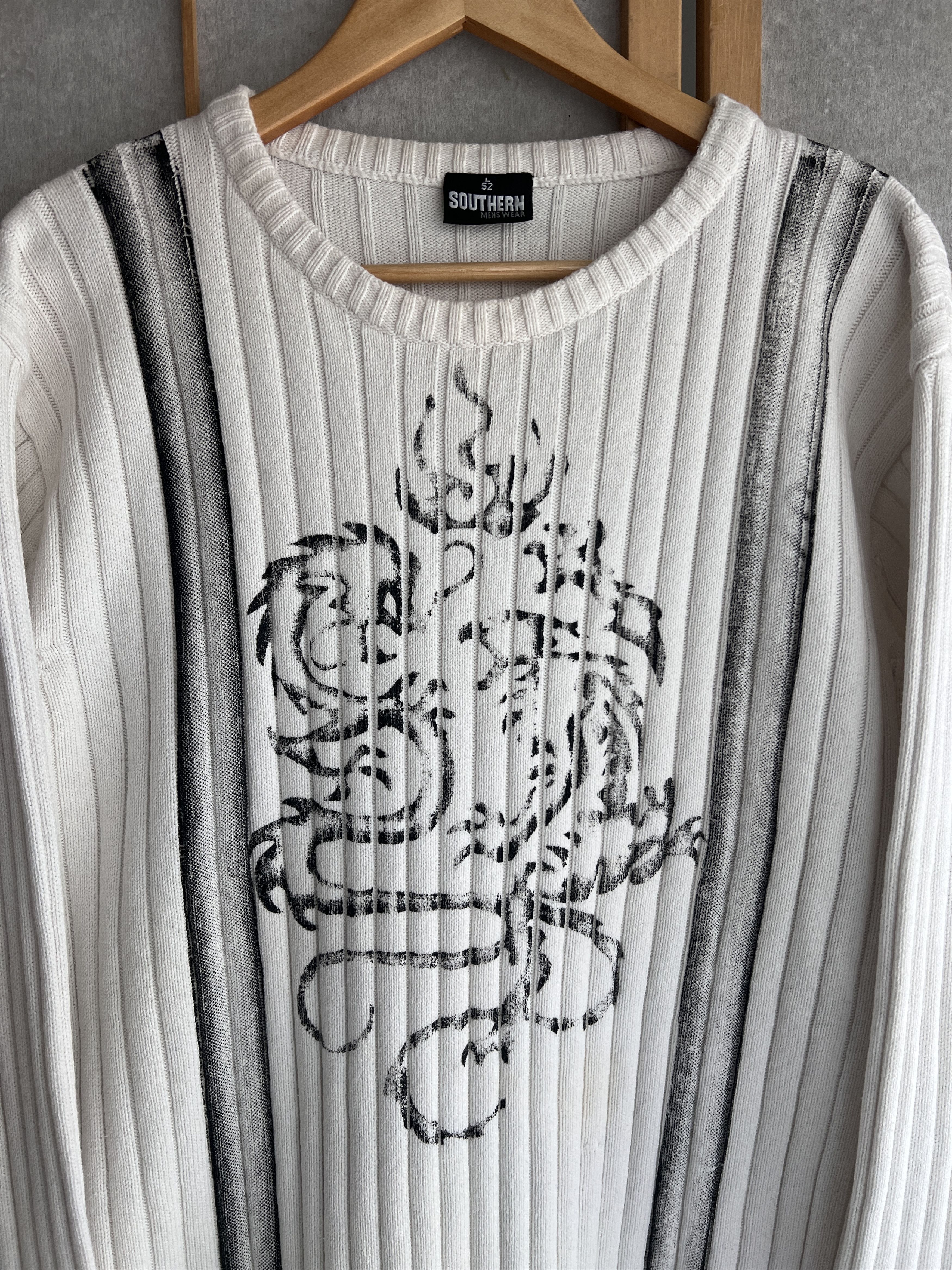 Hysteric Glamour Japan tribal VTG 00s Y2K ribbed dragon structur knit sweater Size US L / EU 52-54 / 3 - 7 Thumbnail