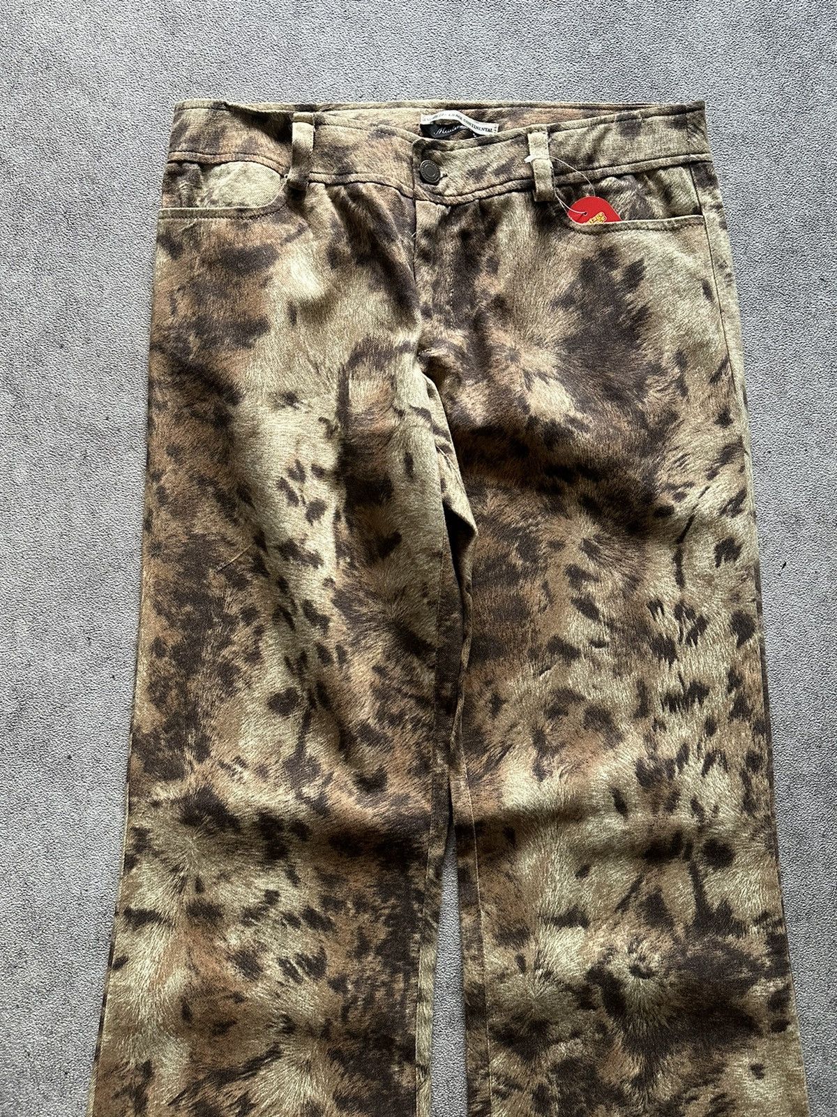 Tornado Mart 90s Leopard Printed Flared Denim Jeans Italian Made Size US 29 - 3 Thumbnail