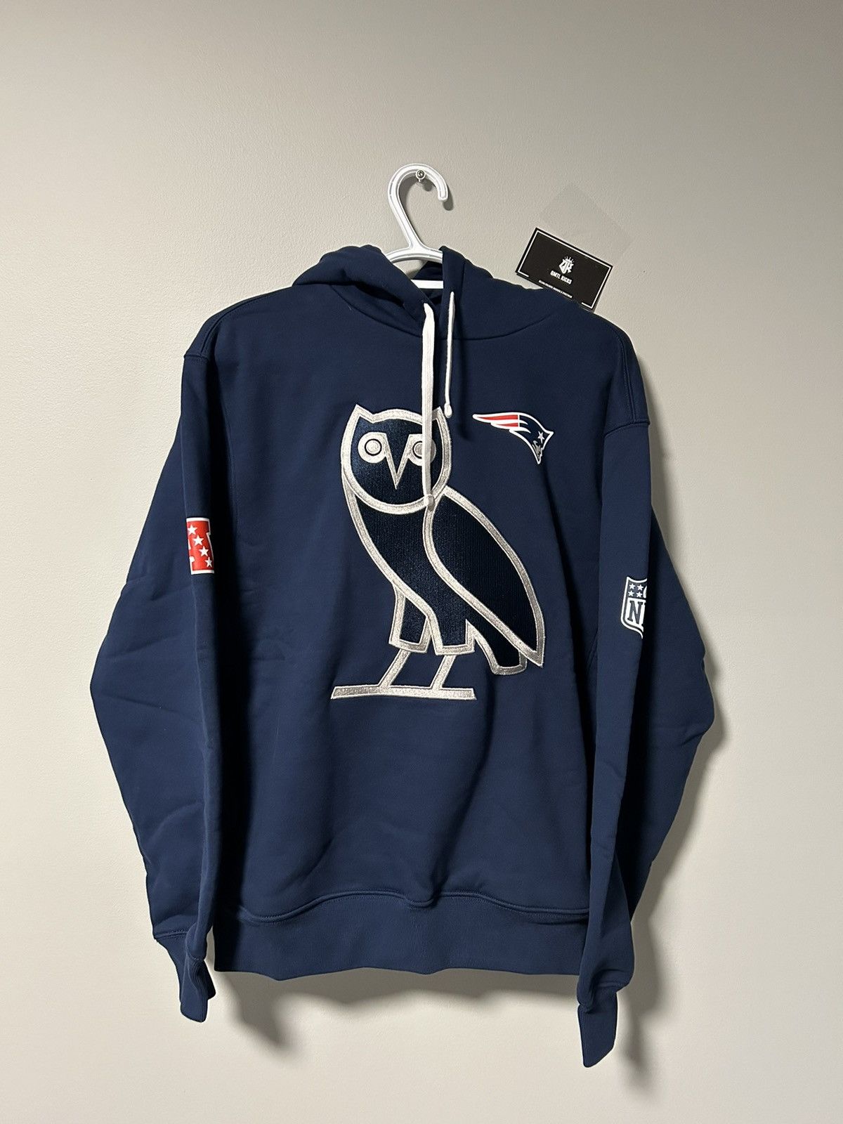 image of Ovo X Nfl New England Patriots OG Hoodie Blue Size Xs, Men's