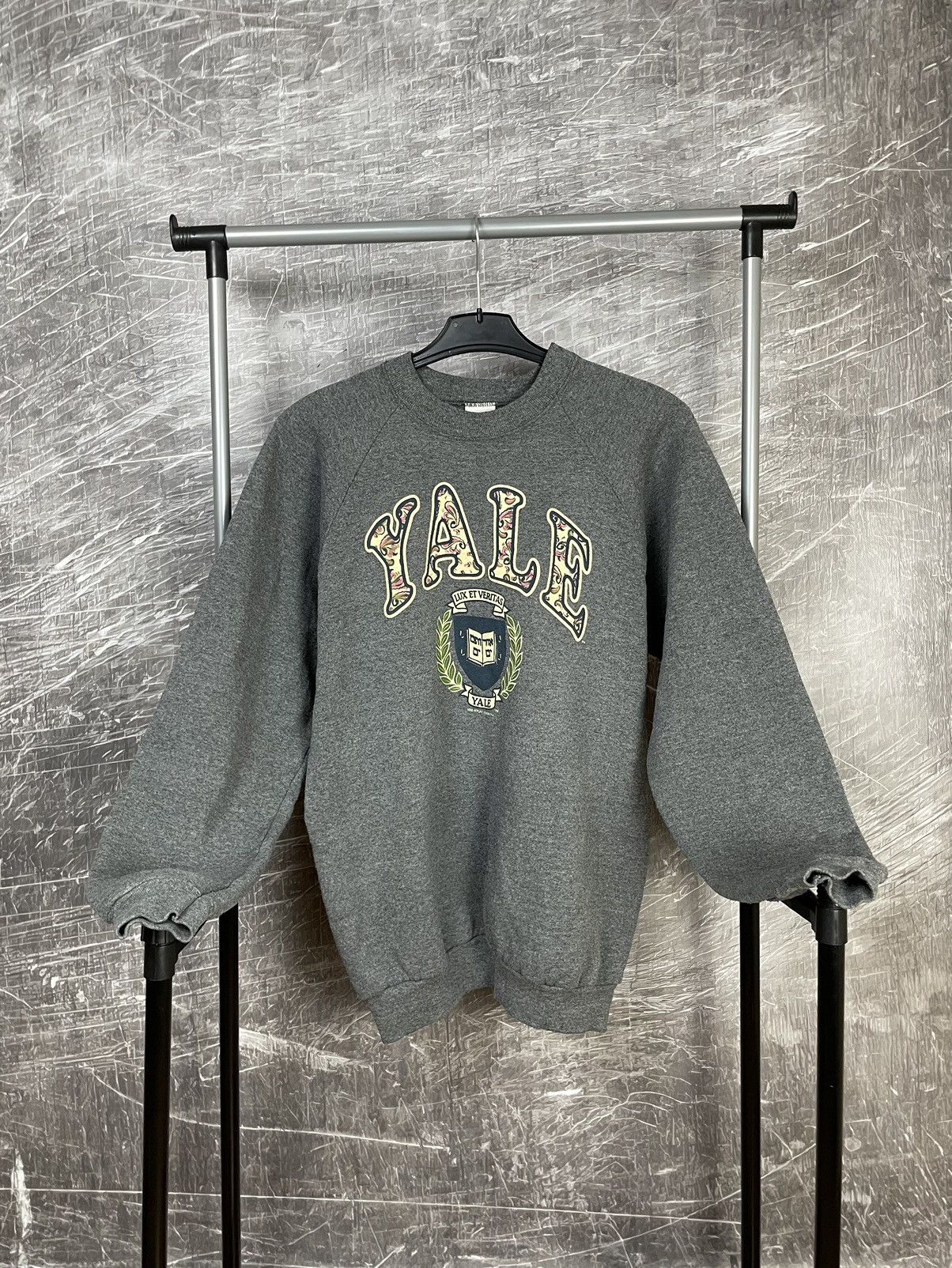 image of American College x Fruit Of The Loom Yale Vintage 1992 College Sweatshirt Made In Usa in Grey (Size