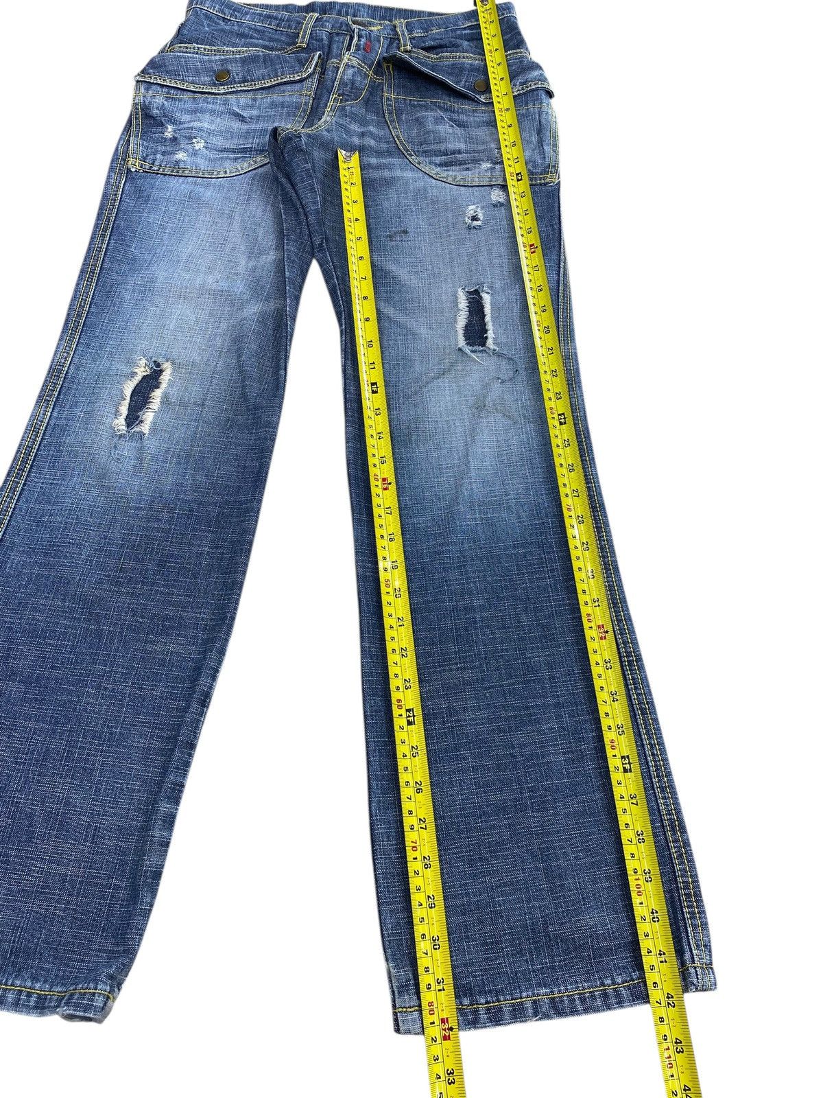 Japanese Brand Monsteat Distressed Flap Pocket Blue Jeans Size US 31 - 8 Thumbnail