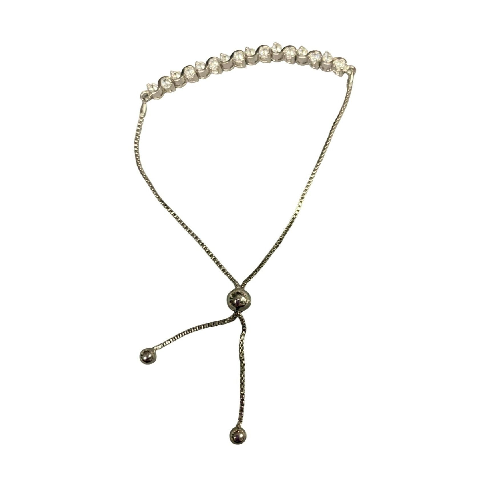 Other Vintage Silver-Tone Adjustable Rhinestone Tennis Bracelet Wi Size ONE SIZE - 4 Thumbnail