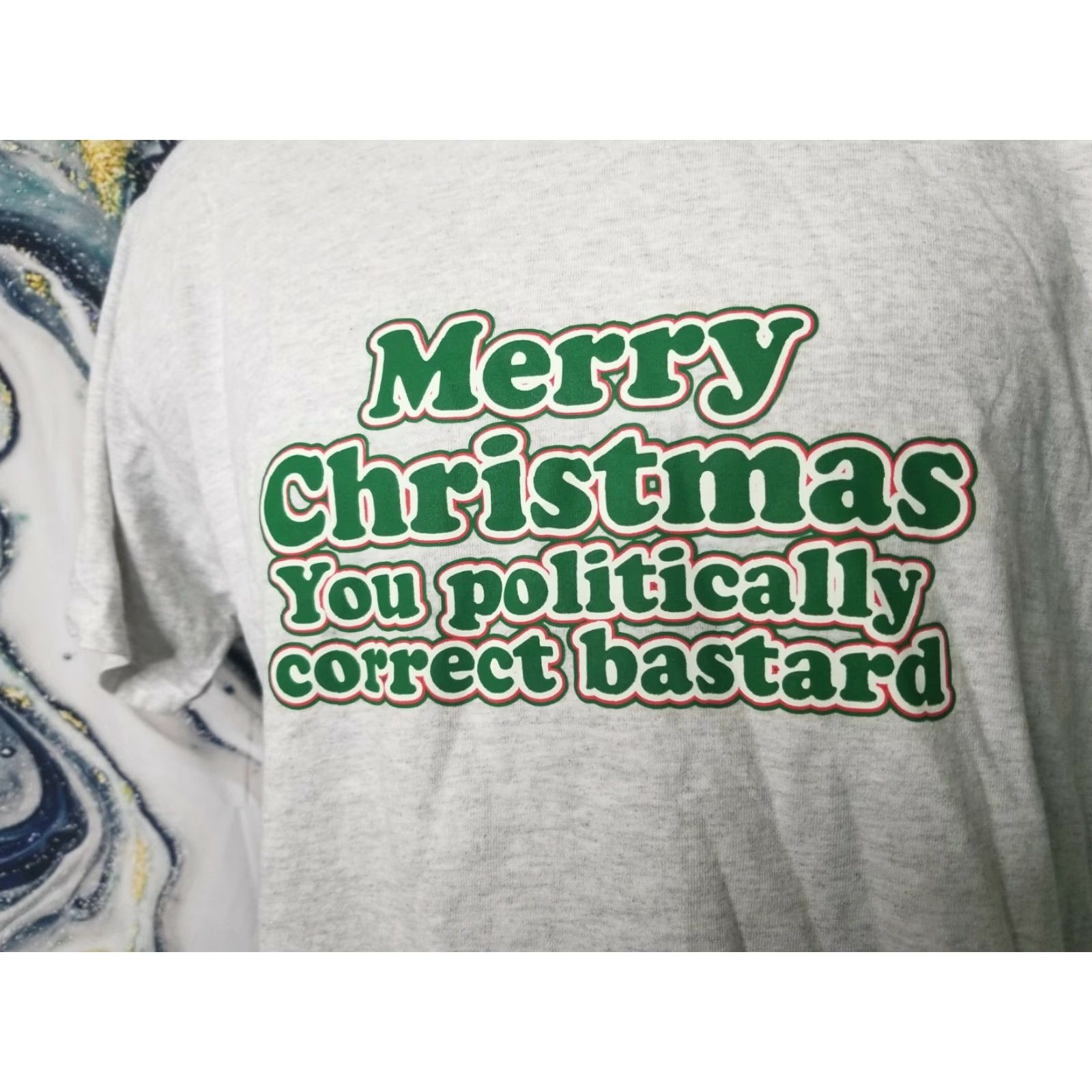 Gildan Merry Christmas You Politically Correct Bastard Mens L T-Shirt Gray Graphic Tee Funny Christmas Sarcastic 100% Cotton Regular Fit Short Sleeve Size US L / EU 52-54 / 3 - 2 Thumbnail