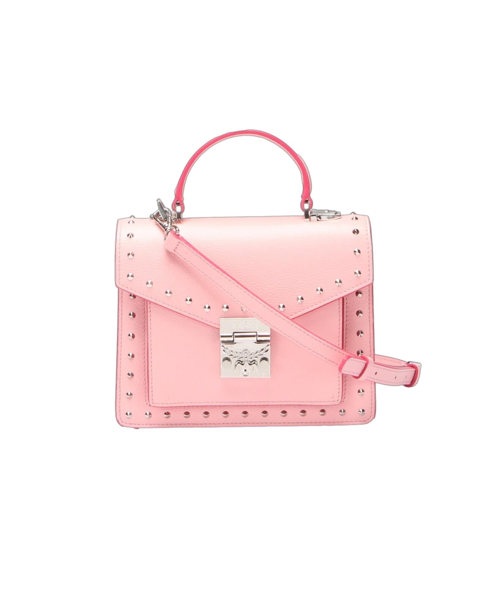image of MCM Pink Studded Satchel Bag, Women's