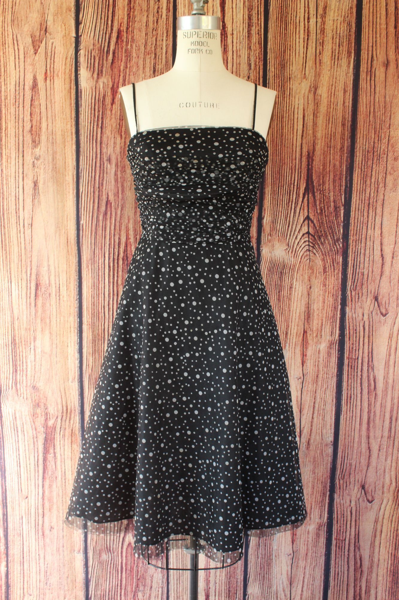 Other Jessica Howard Dress, Black with Gray Polkadots, Size 8, Fit Size M / US 6-8 / IT 42-44 - 2 Thumbnail