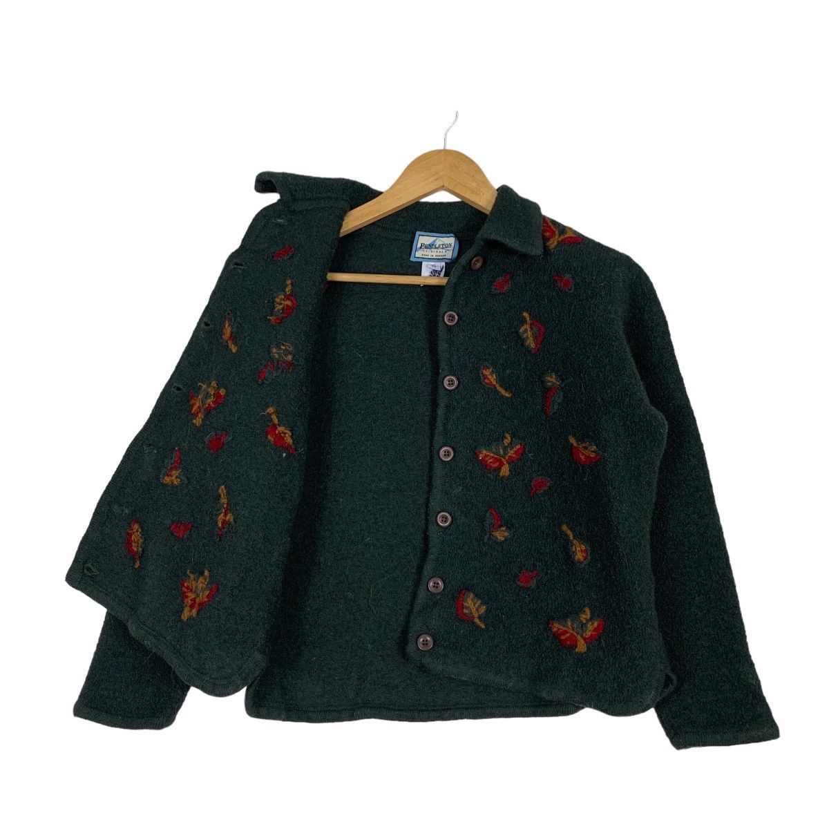 Pendleton PENDLETON Embroidery Logo Dark Green Wool Jacket #1081-C49 Size XL / US 12-14 / IT 48-50 - 9 Thumbnail