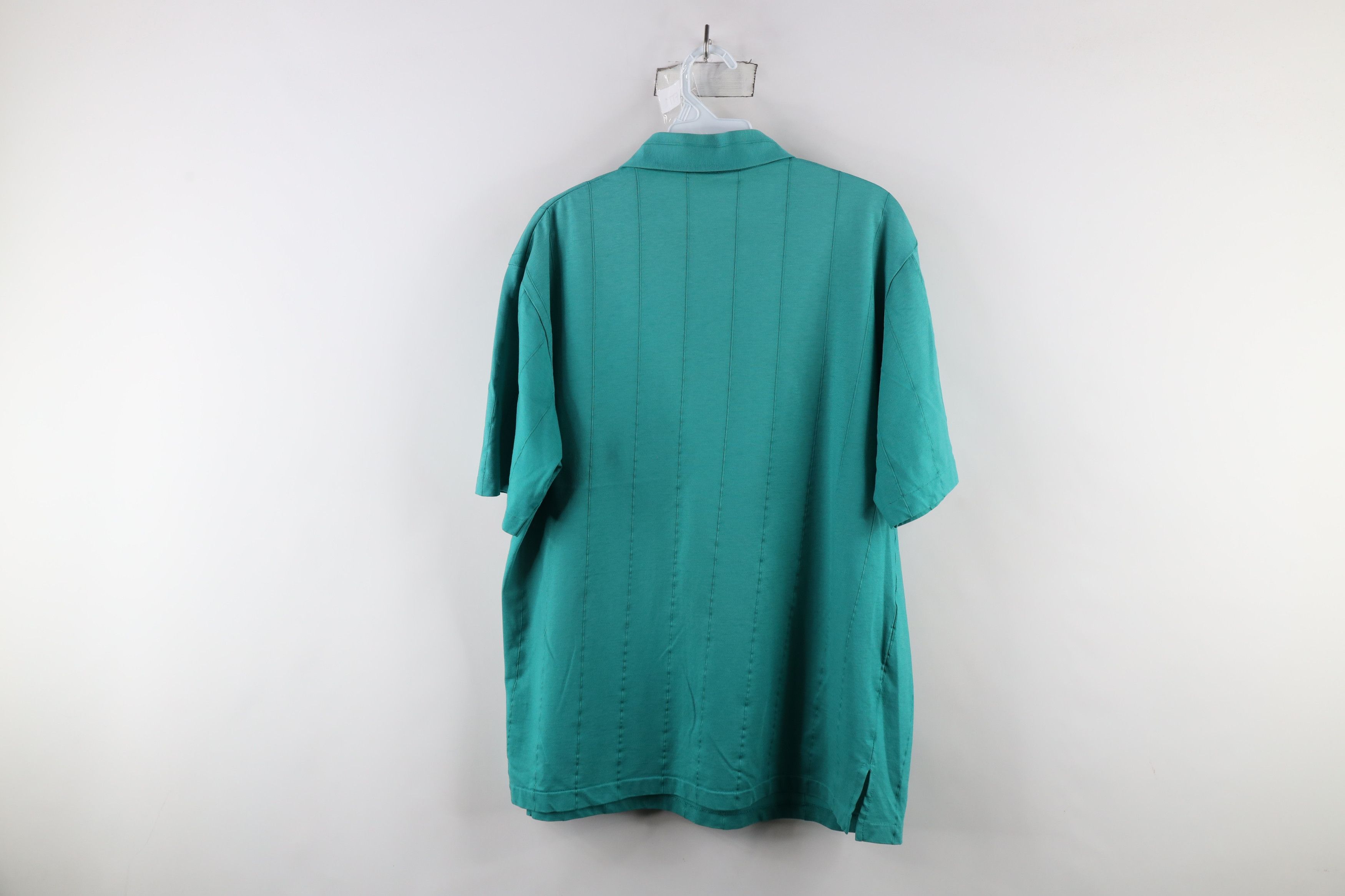 Vintage Vintage 90s Streetwear Striped Knit Collared Polo Shirt Teal Size US L / EU 52-54 / 3 - 11 Thumbnail