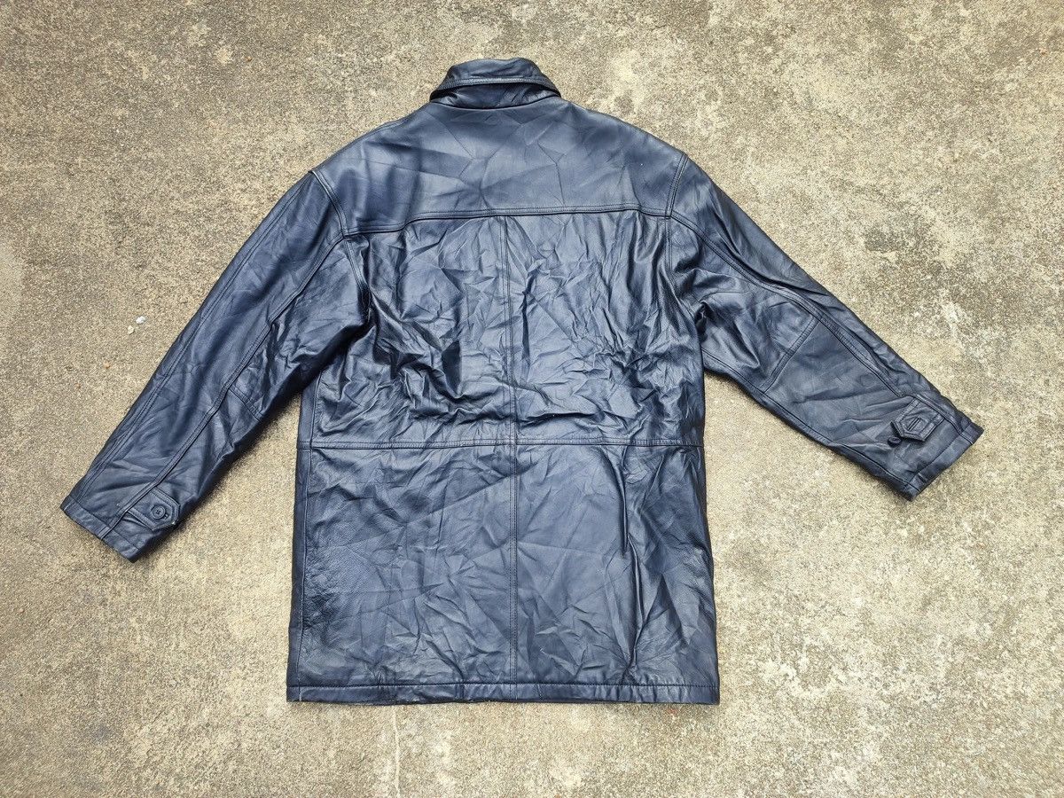 Leather Vintage Dockland Blue Leather Car Coat – Quilted Lining Size US L / EU 52-54 / 3 - 7 Thumbnail