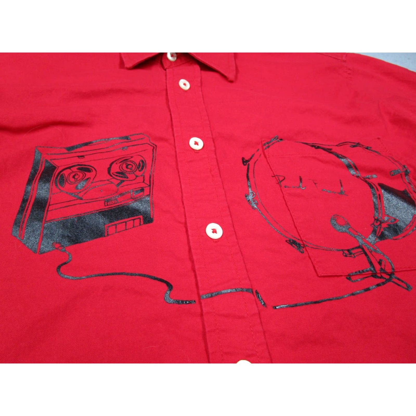 Paul Frank VINTAGE Paul Frank Button-Up Shirt Mens Medium Red Long Sleeve Music 70s 80s Retro Size US M / EU 48-50 / 2 - 3 Thumbnail