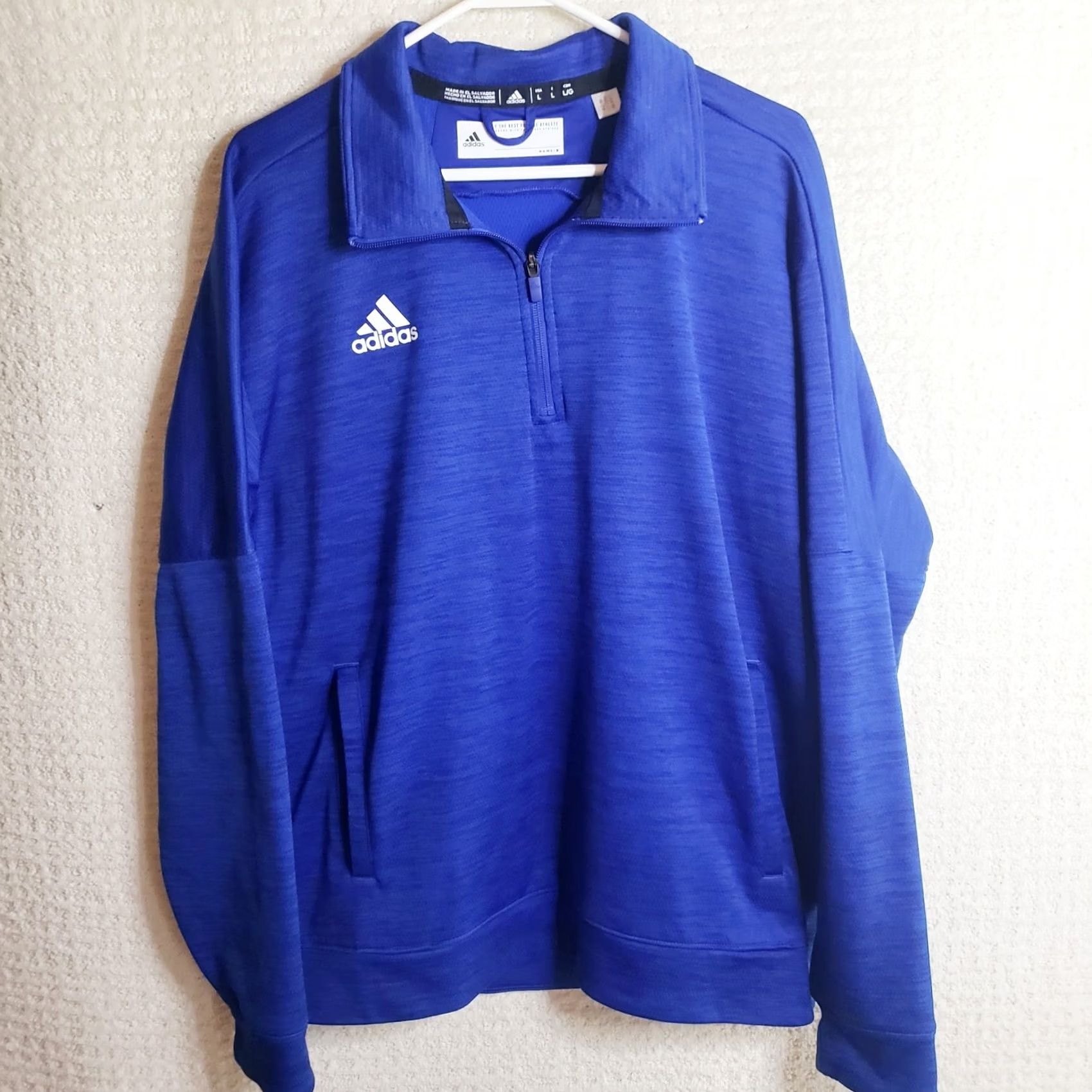 Adidas Adidas Men's L Blue 1/4 Zip Athletic Climalite Outdoors Sports Jacket Pullover Size US L / EU 52-54 / 3 - 2 Thumbnail