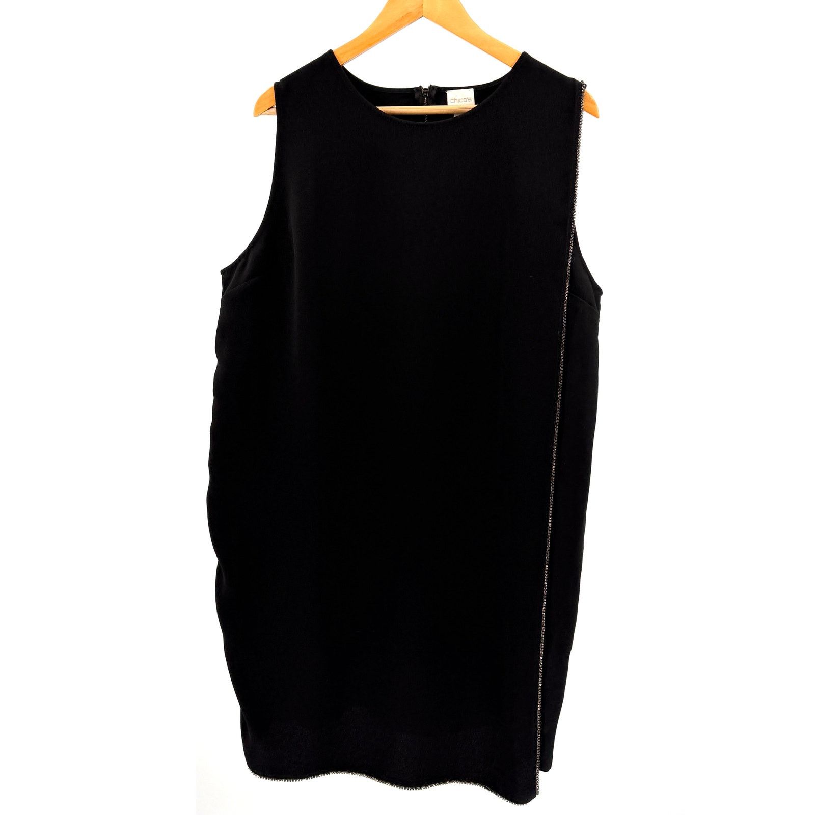 Chicos Black Minimalist Rhinestone Trim Cocktail Shift Dress Size XXL / US 16-18 / IT 52-54 - 1 Thumbnail