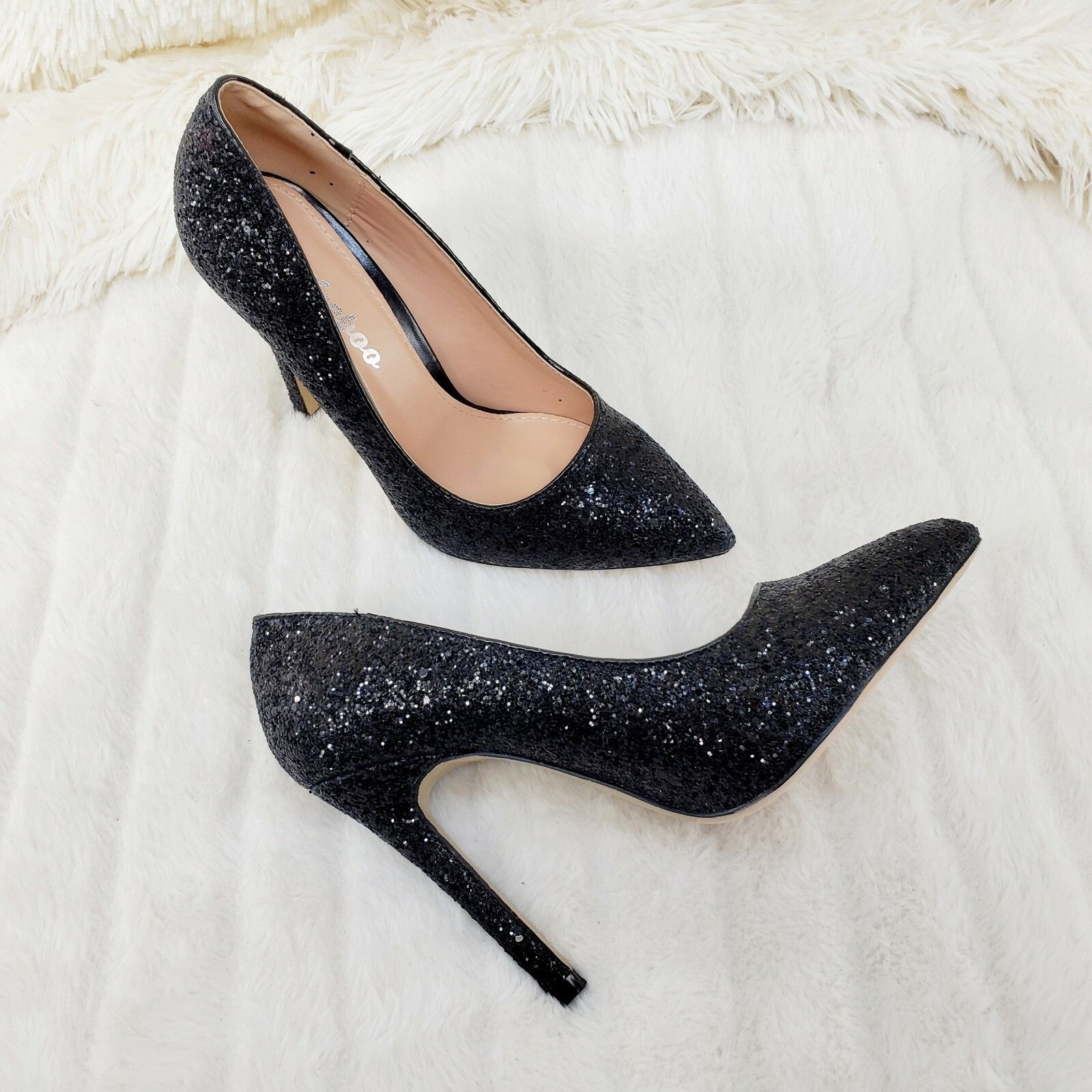 Other Weeboo Black Glitter 4" High Heel Shoes Pointy Toe Pump 6.5- Size US 9 / IT 39 - 3 Thumbnail