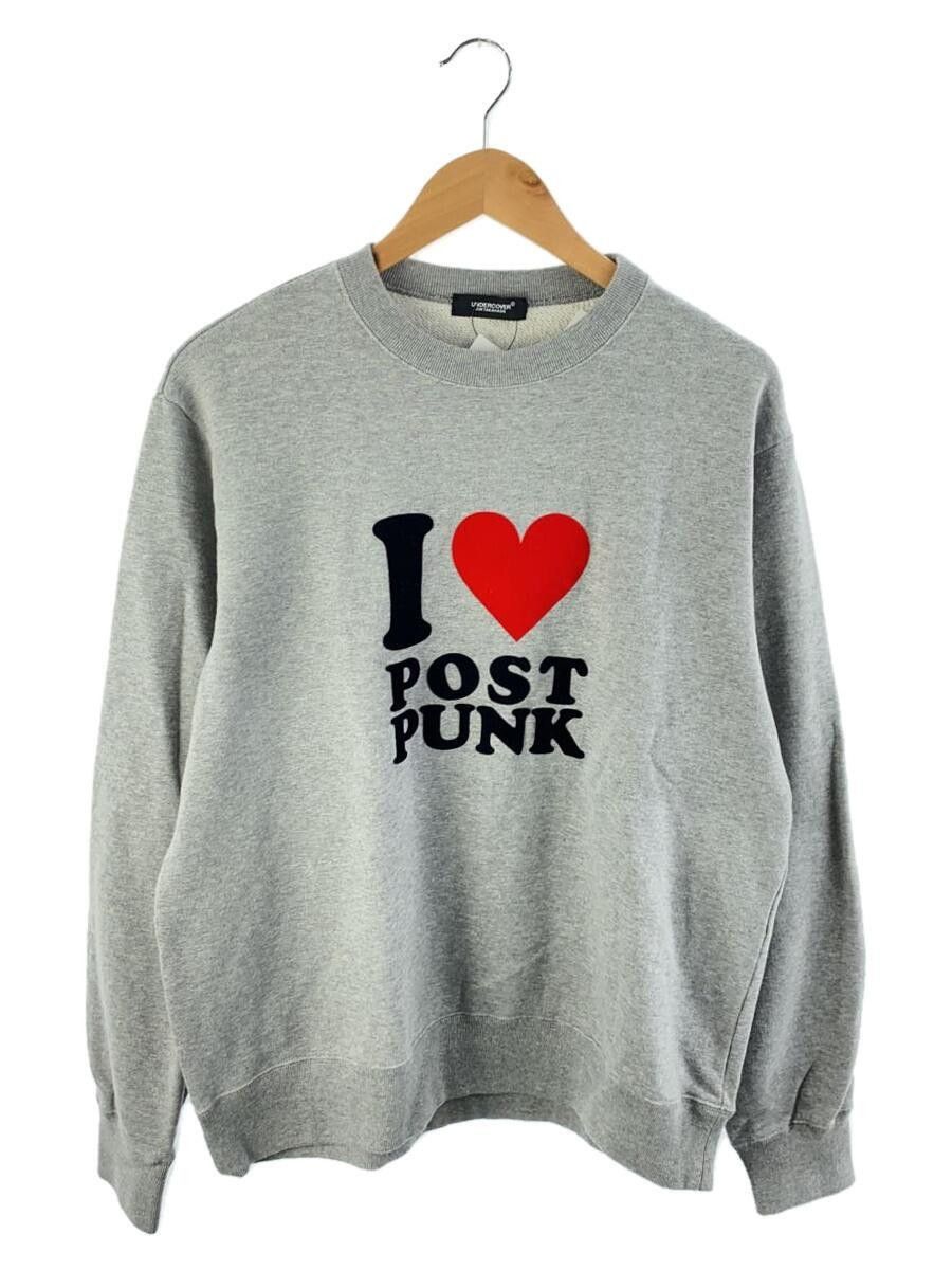 image of Undercover "i Love Post Punk" Heart Sweatshirt in Grey, Men's (Size Large)