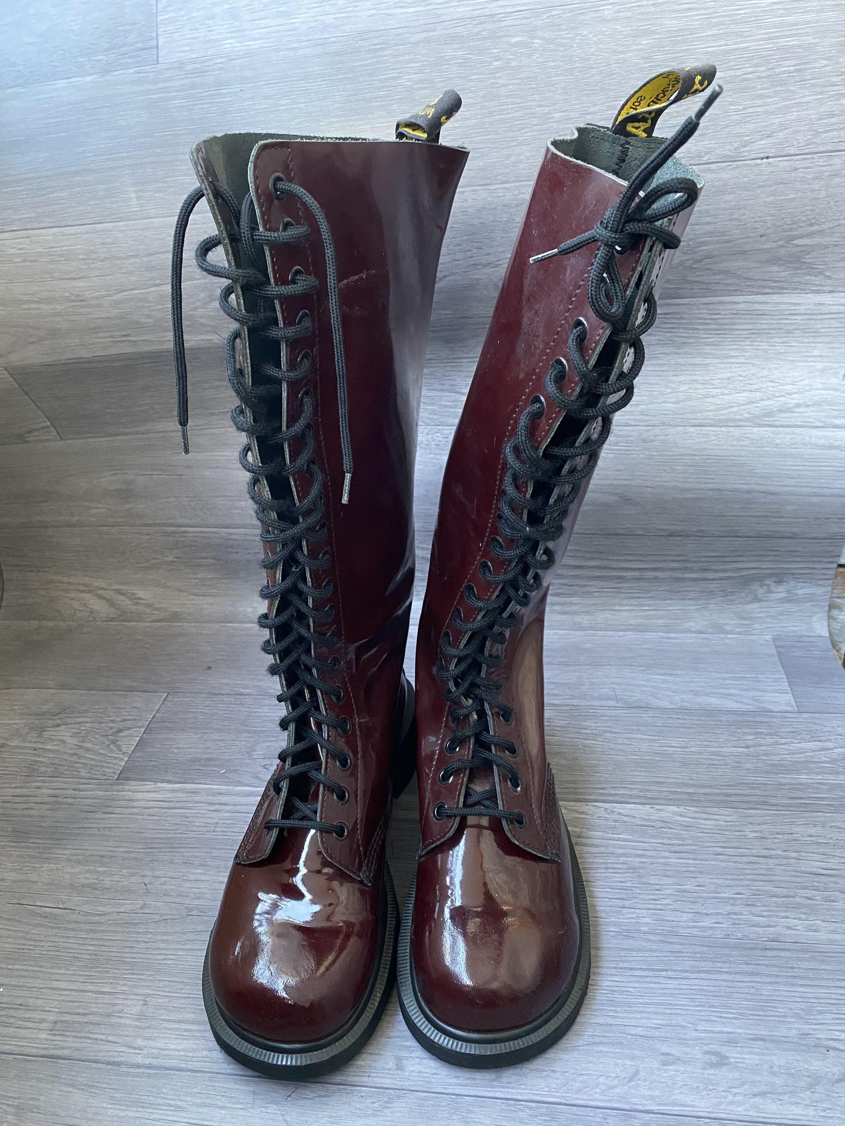 Vintage dr marten long riding maroon boots