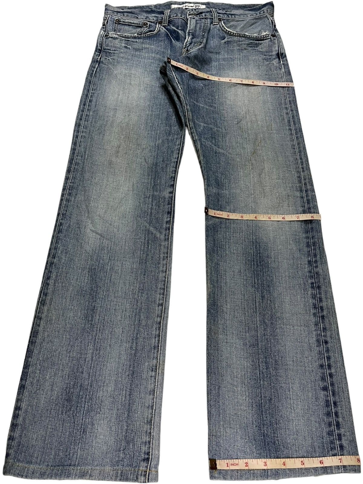 Edwin × Japanese Brand Exclusive Vintage Edwin Light Wash Distressed Loose Jeans Size US 33 - 13 Thumbnail