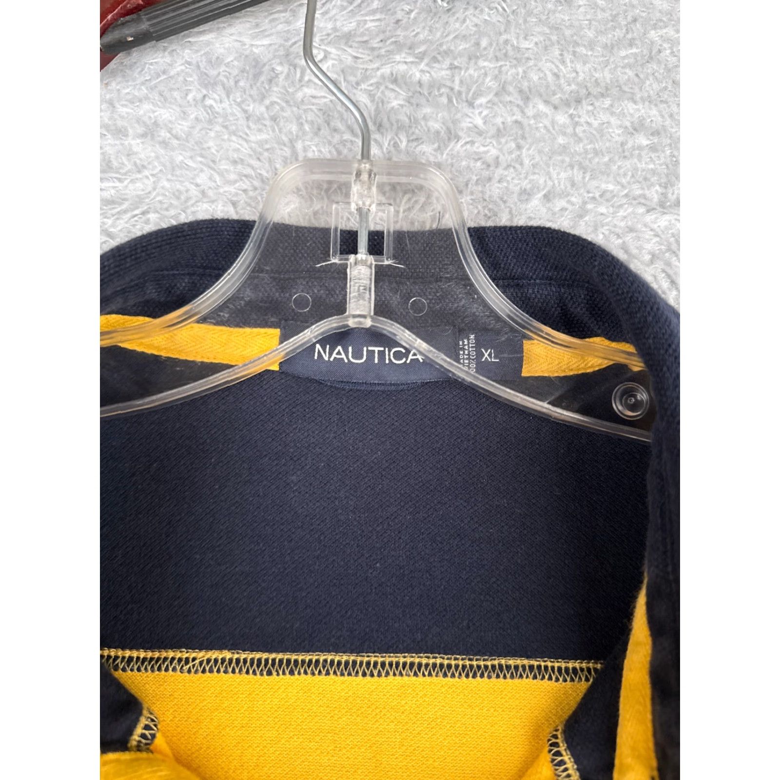 Nautica Nautica Polo Shirt Men XL Yellow Blue Stripe 100% Cotton Long Sleeve Slim Fit Shirt Sports Casual Outdoor Size US XL / EU 56 / 4 - 7 Thumbnail