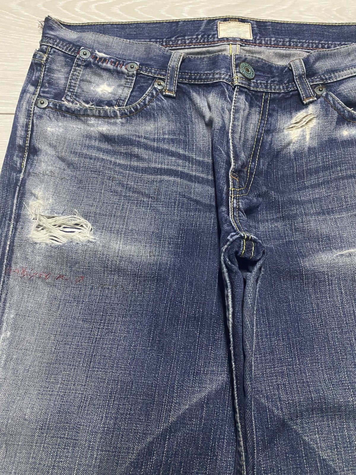 Levi's Levis Japan Redloop Fade Wash Distressed Loose Jeans Size US 33 - 7 Thumbnail
