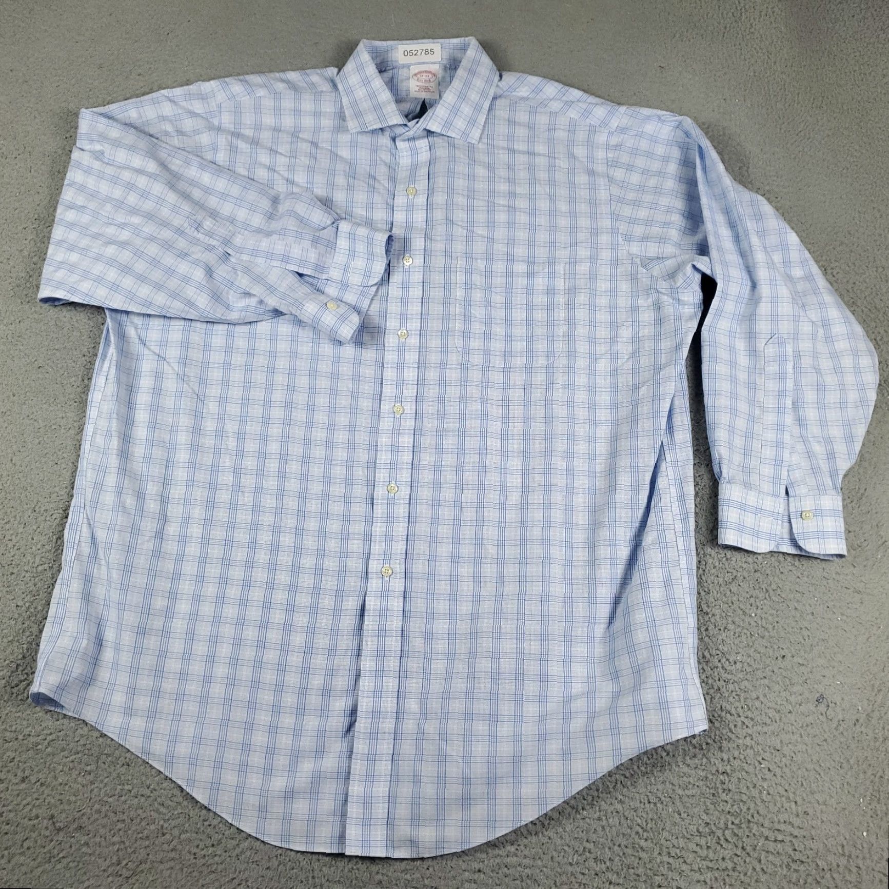 Brooks Brothers VINTAGE Brooks Brothers Shirt Mens Size 17 Blue Plaid Dress Long Sleeve Button Up Non-Iron Regular Cuffed Mens Clothing Size 46R - 2 Thumbnail